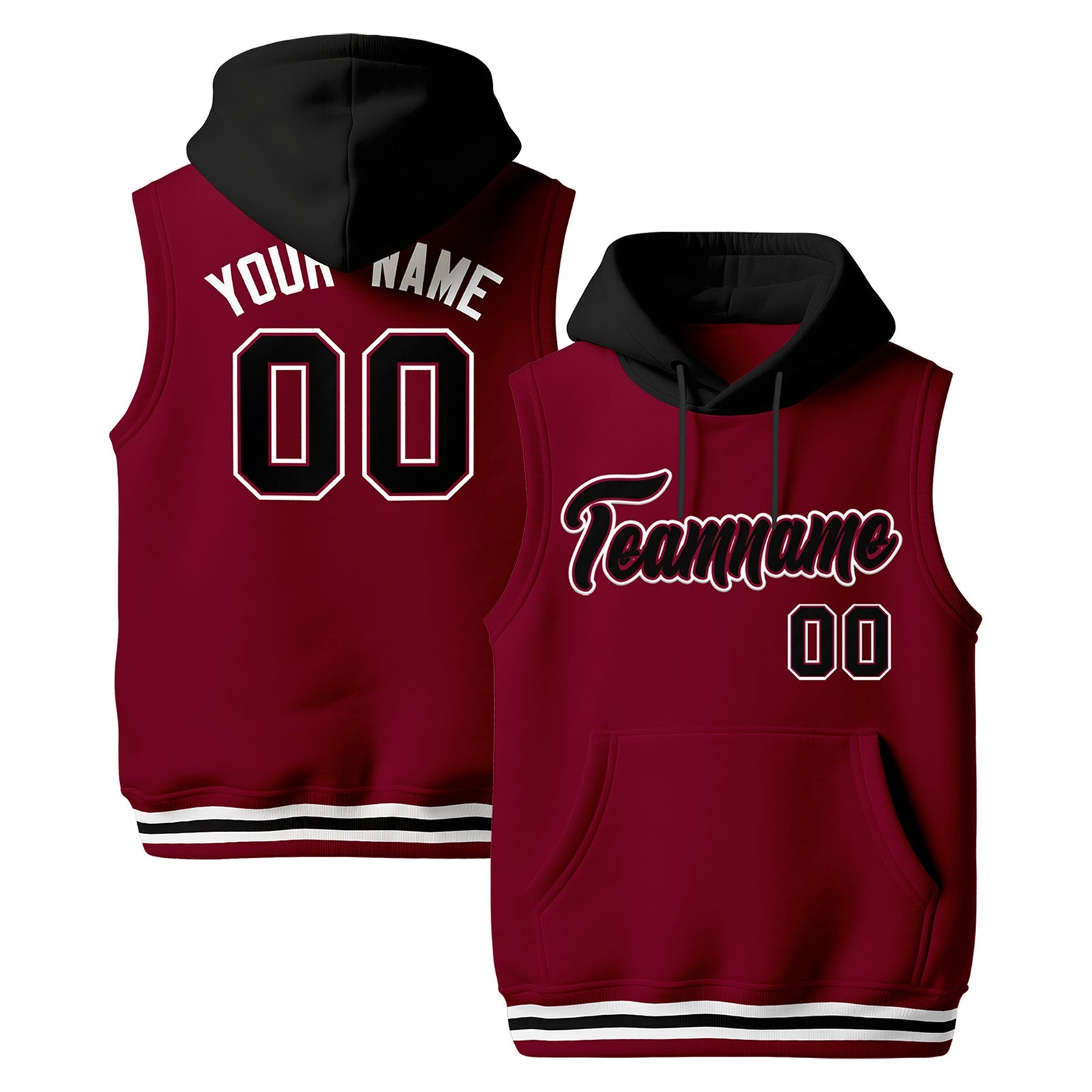 Custom Crimson Black White sleeveless Classic style Hoodie| KXKSHOP