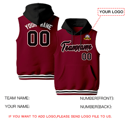 Cutsom  Crimson Classic Style sleeveless Hoodie