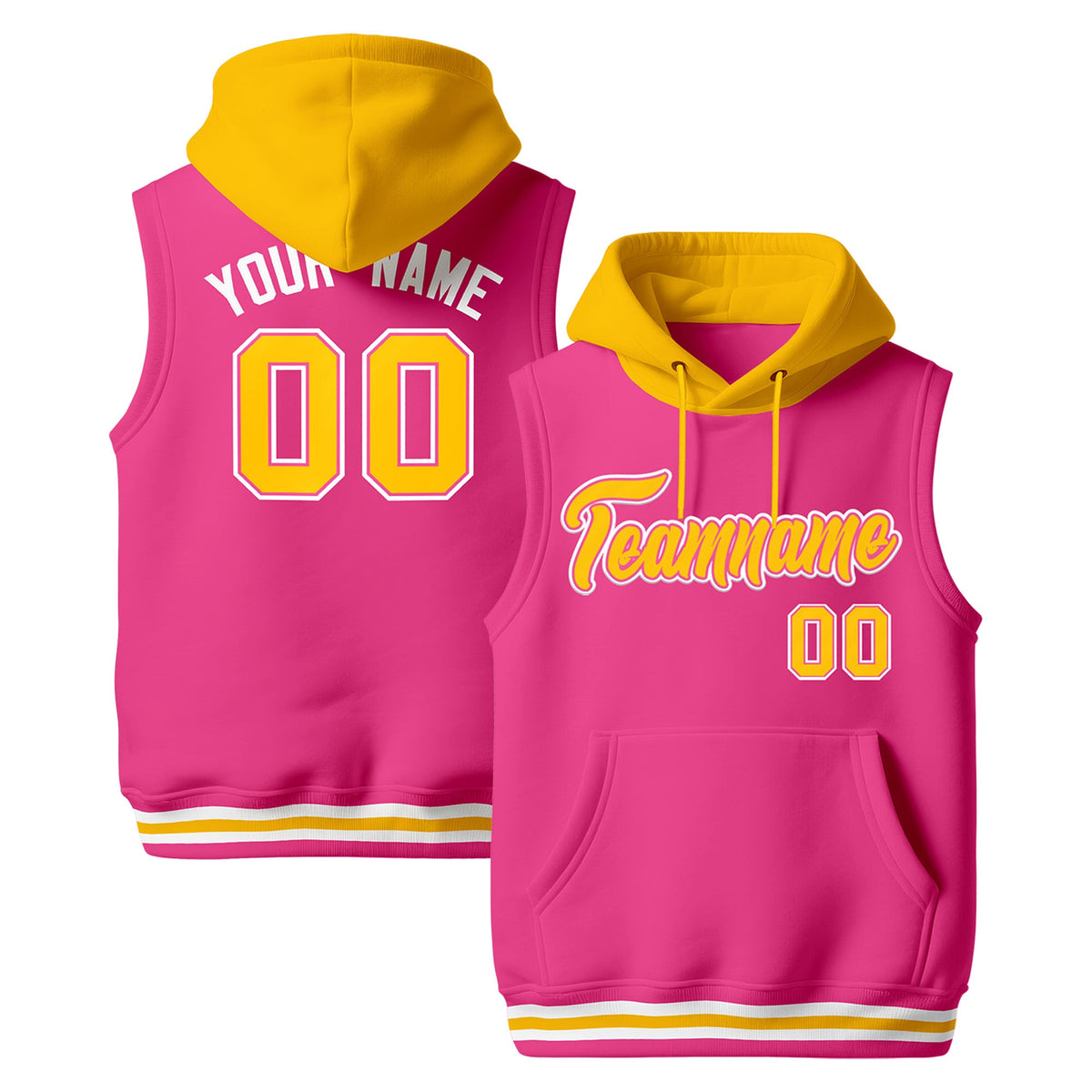 Custom Pink Gold White sleeveless Classic style Hoodie| KXKSHOP