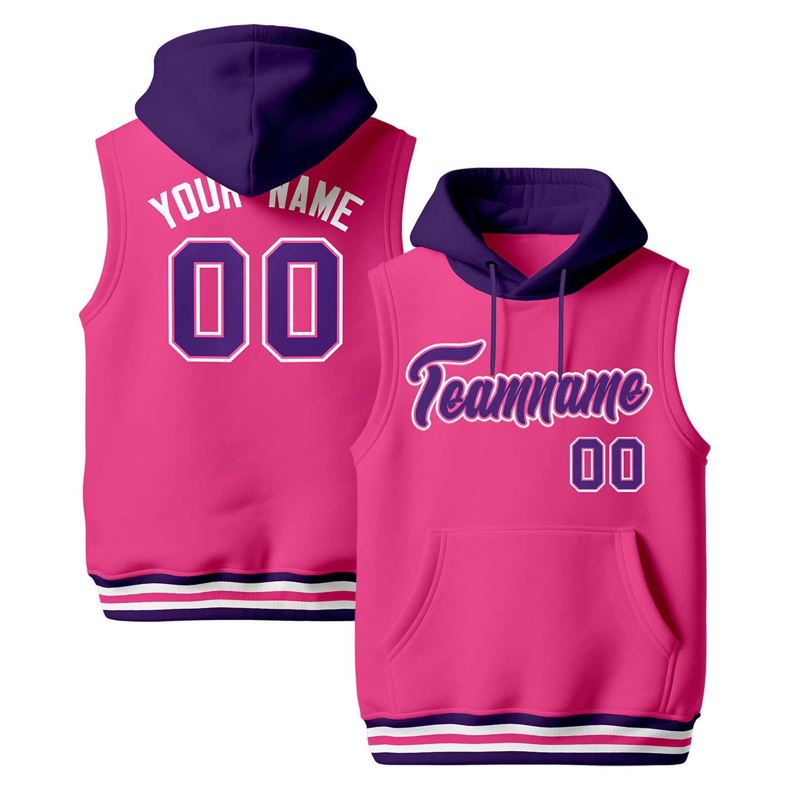 Custom Pink Purple White sleeveless Classic style Hoodie| KXKSHOP