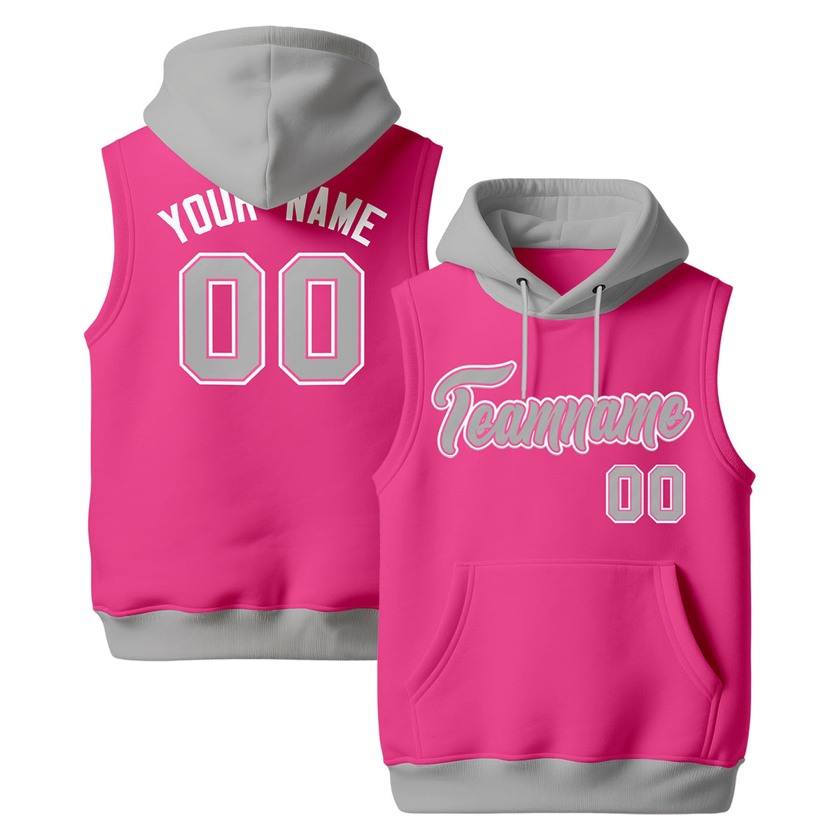 Custom Pink Gray White sleeveless Classic style Hoodie| KXKSHOP