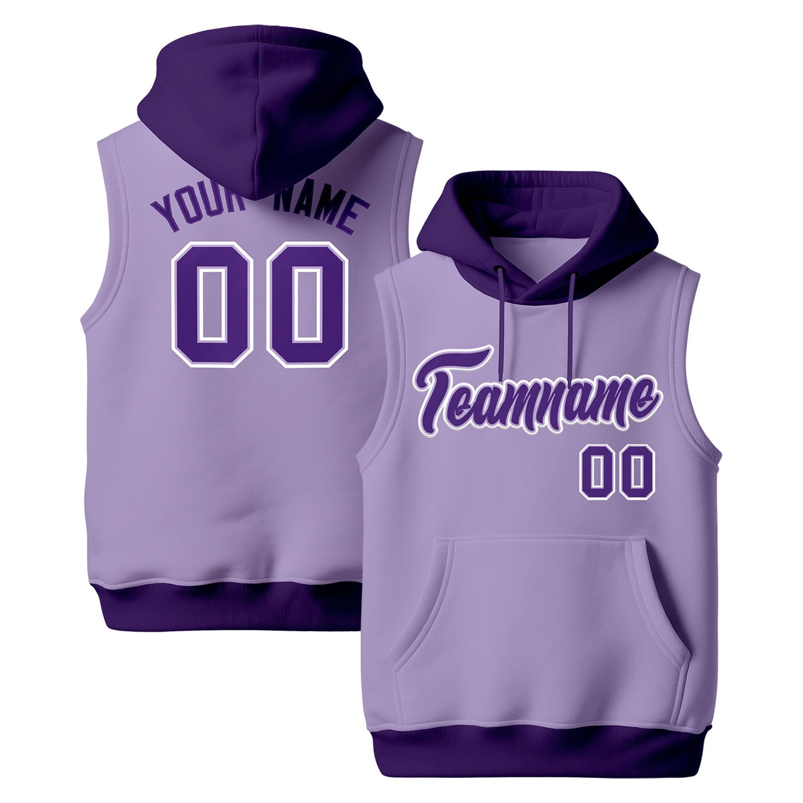 Custom Light Purple Purple White sleeveless Classic style Hoodie| KXKSHOP