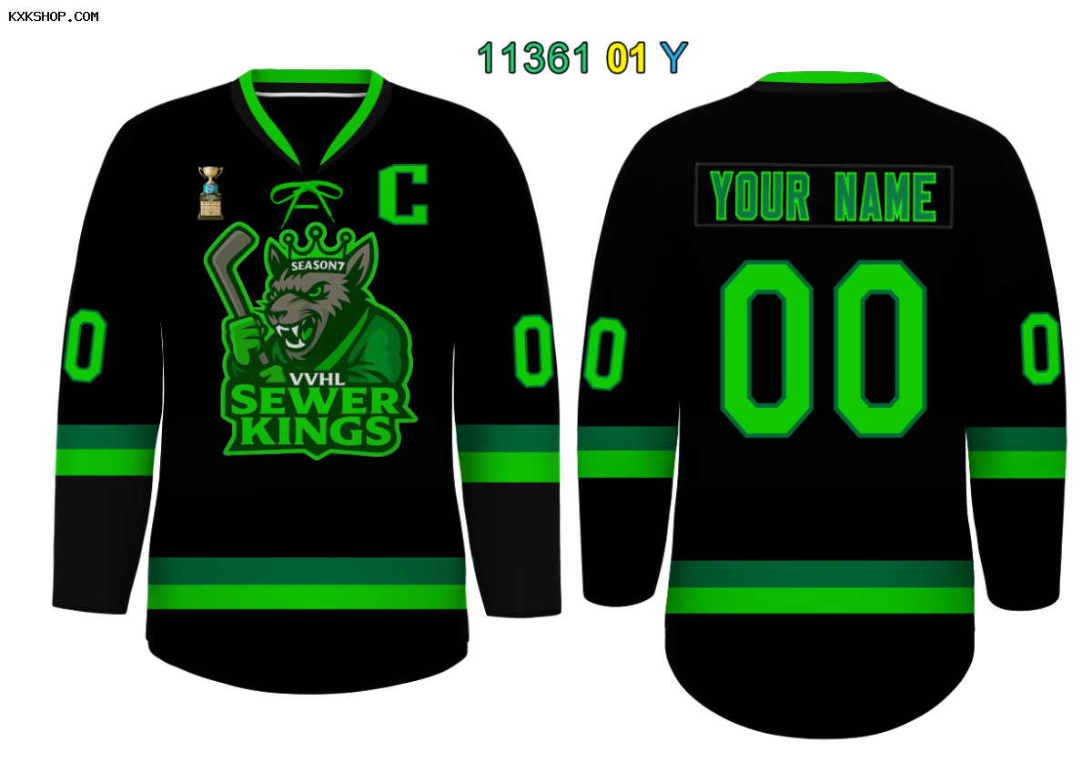 VVHL S9 Sewer Kings White Green Hockey Jersey
