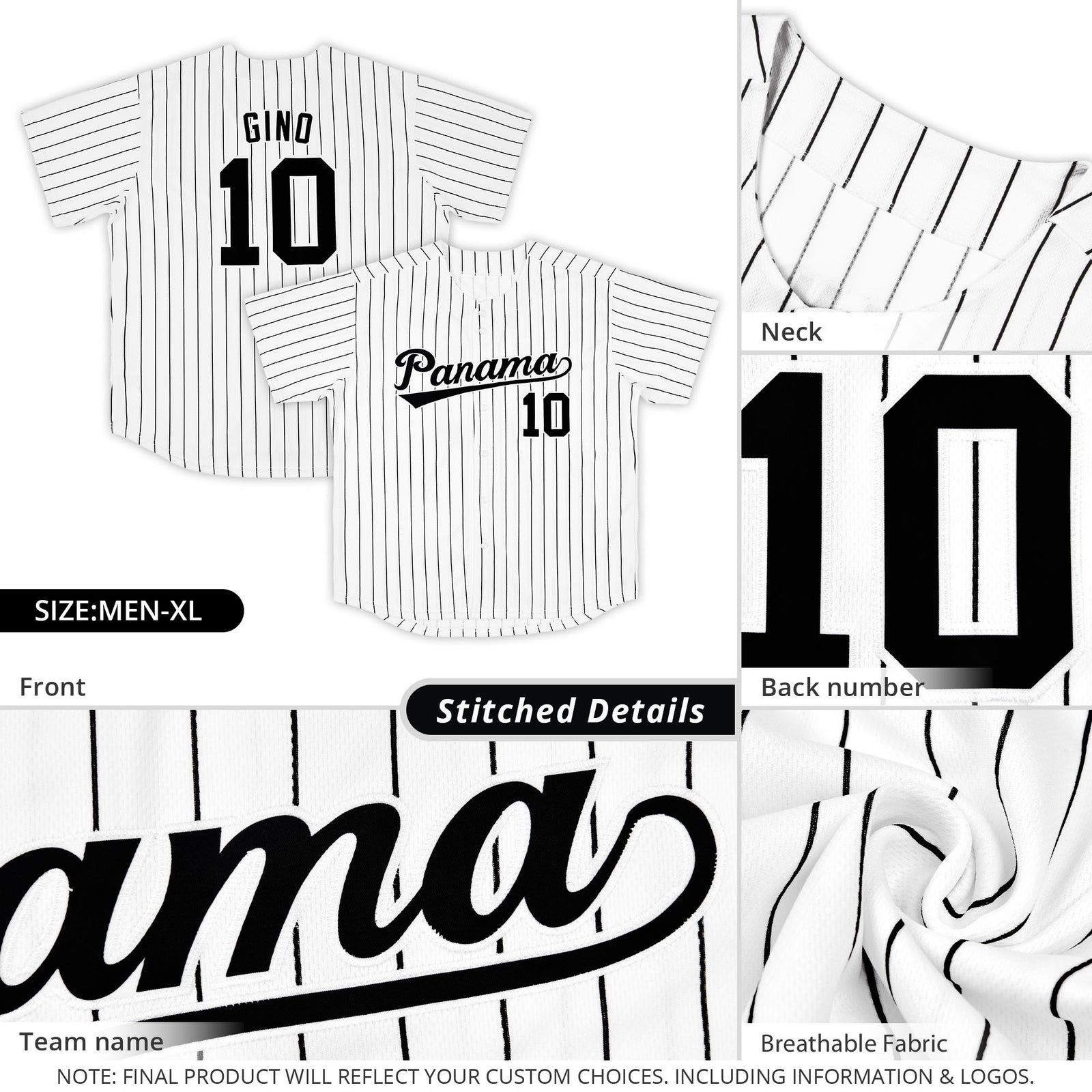 white pinstripe baseball  jersey