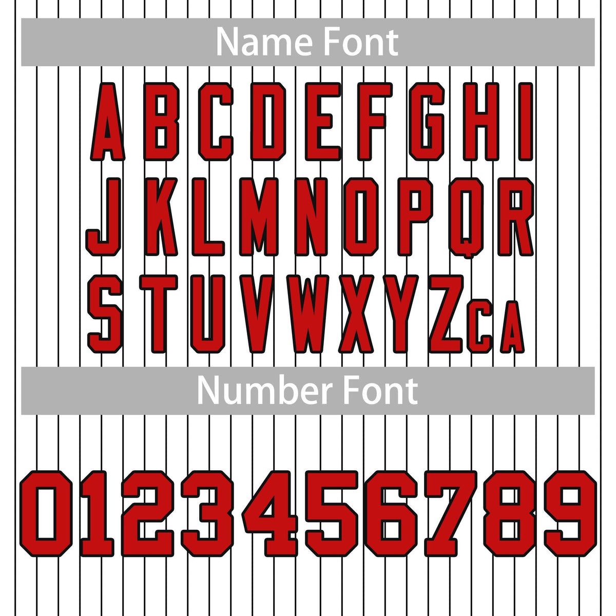white pin stripe baseball jersey font style