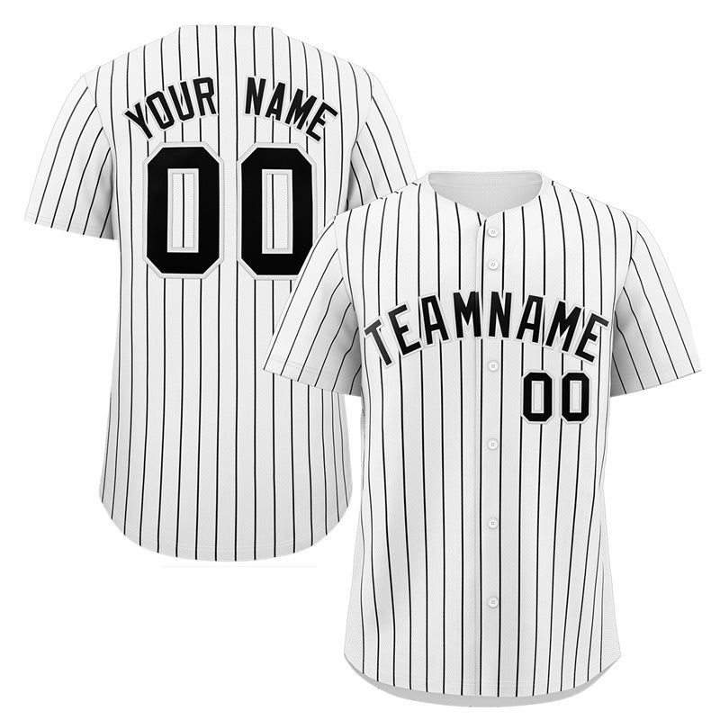 Custom White Black Stripe Fashion Authentic Baseball Jersey