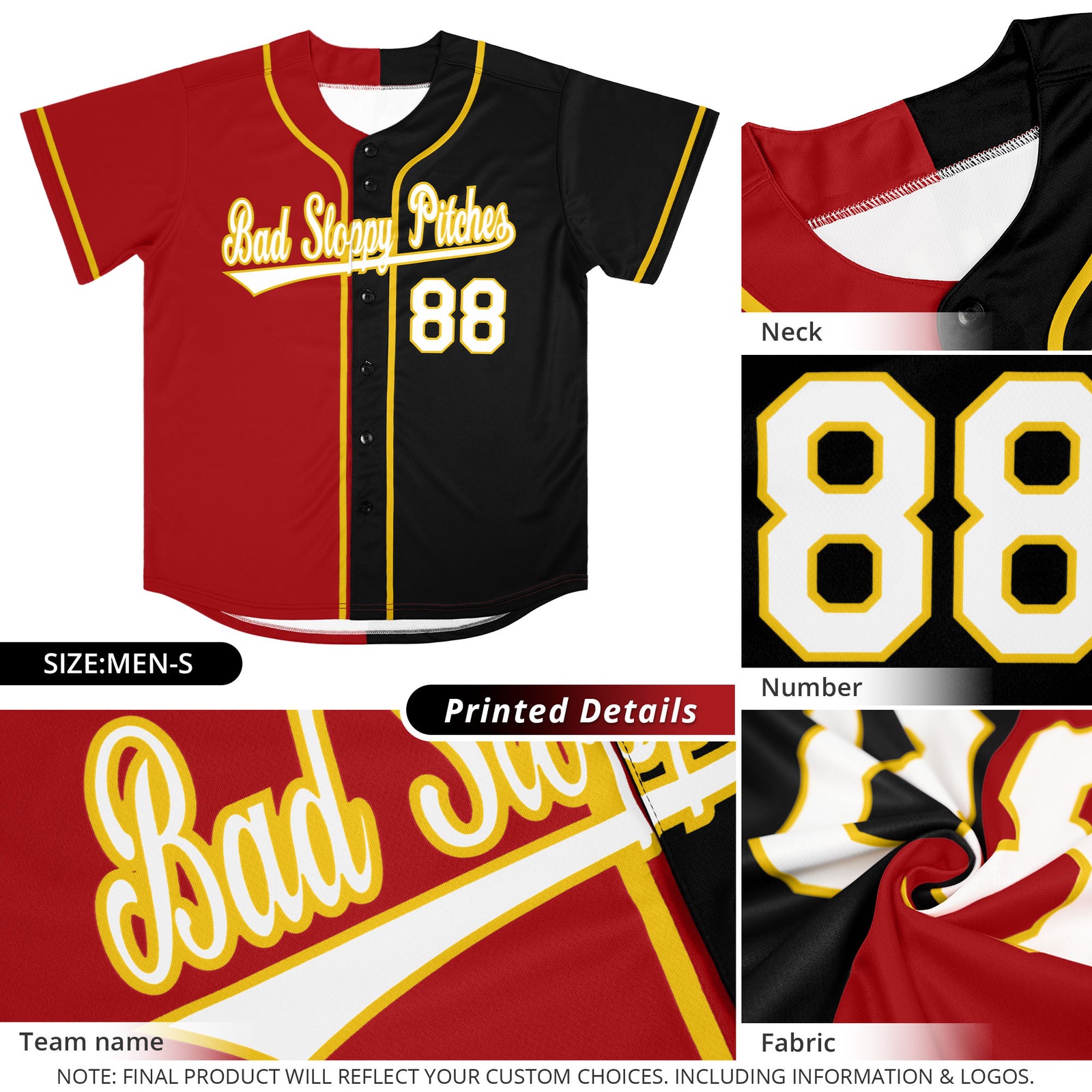 Custom Button Down Baseball Jersey Split Personalized Stitched Shirts for Adults/Youth
