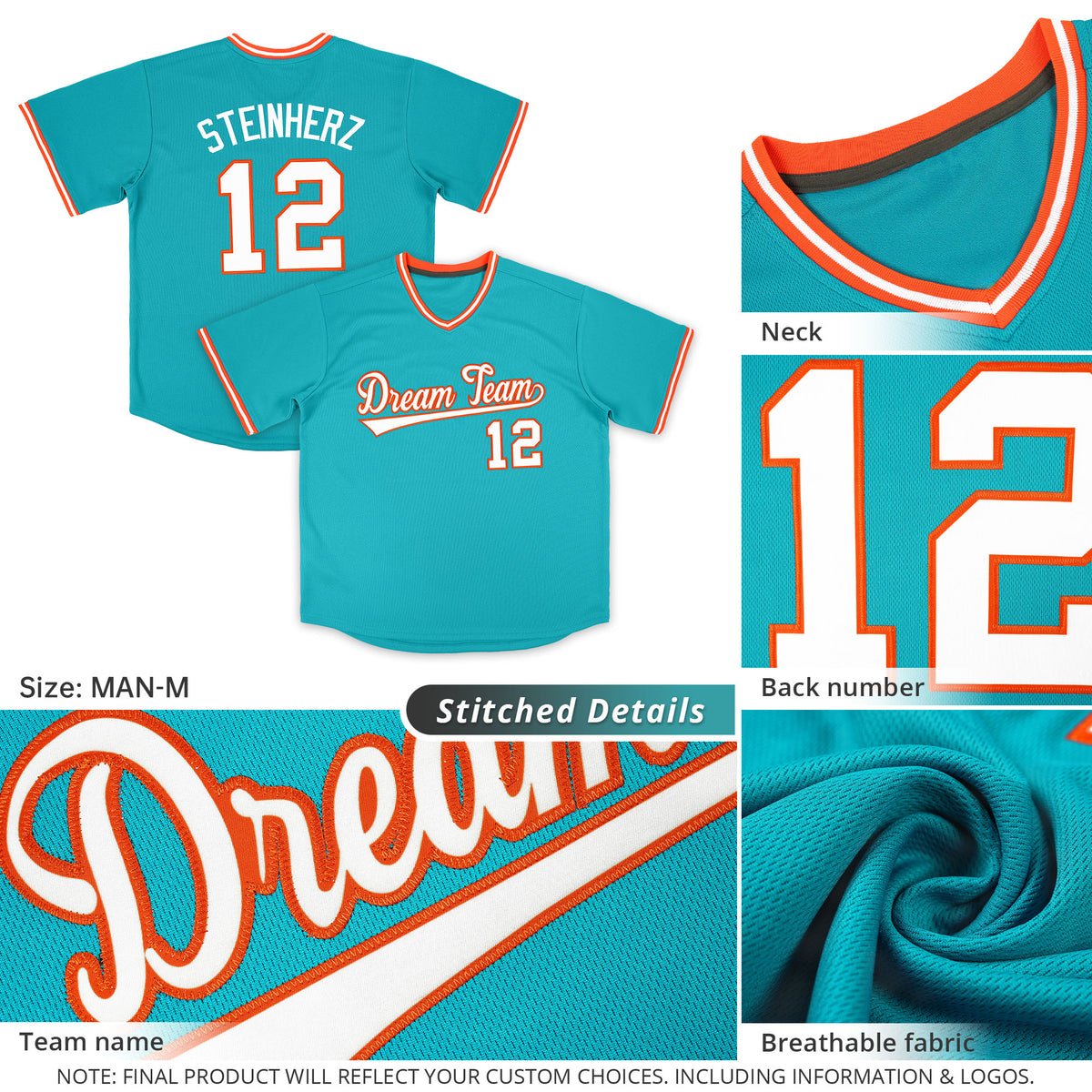 Custom Aqua Classic Style Outdoor Authentic Pullover Baseball Jersey