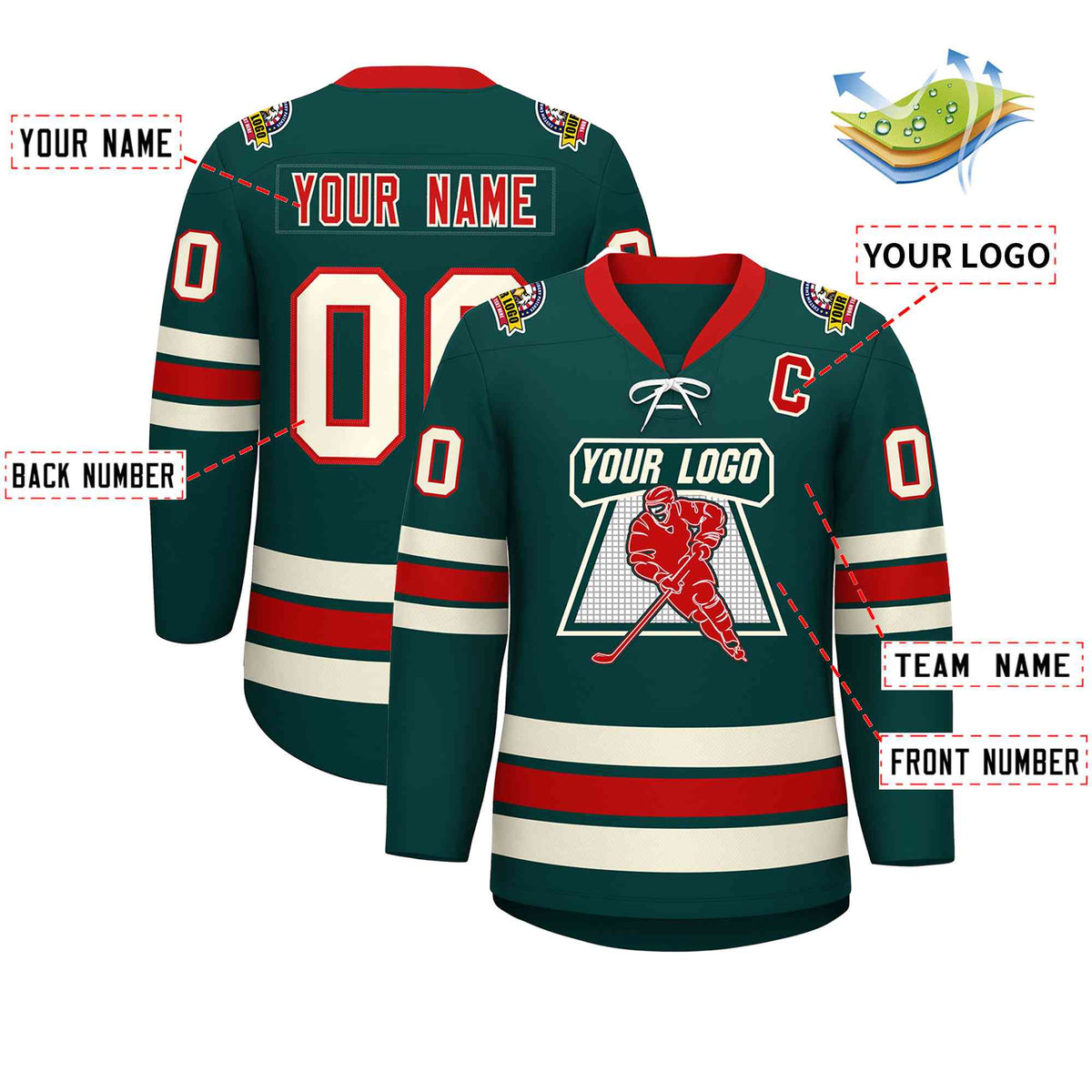 Customize Midnight Green Hockey Jersey | Sport Tops for Team Customize Midnight Green Hockey Jersey | Sport Tops for Team