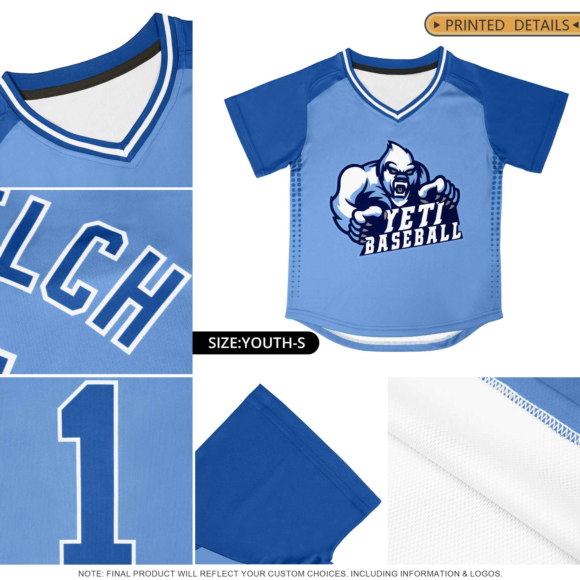 Custom Light Blue Royal Raglan Sleeves Side Spot Authentic Pullover Baseball Jersey