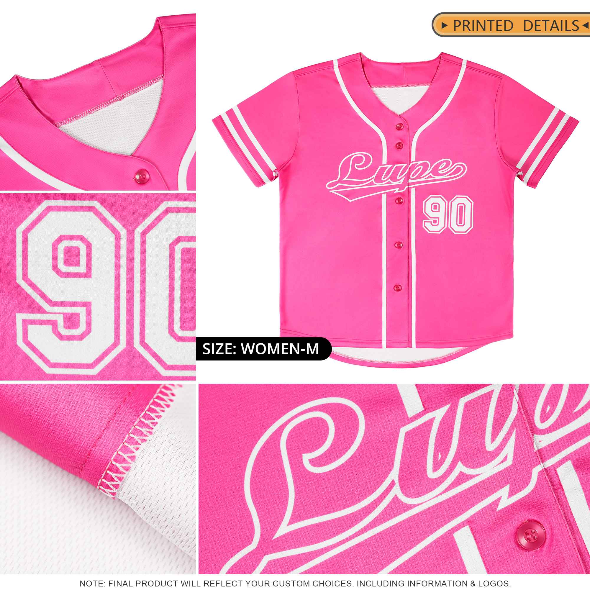 Custom Pink White Classic Style Authentic Baseball Jersey