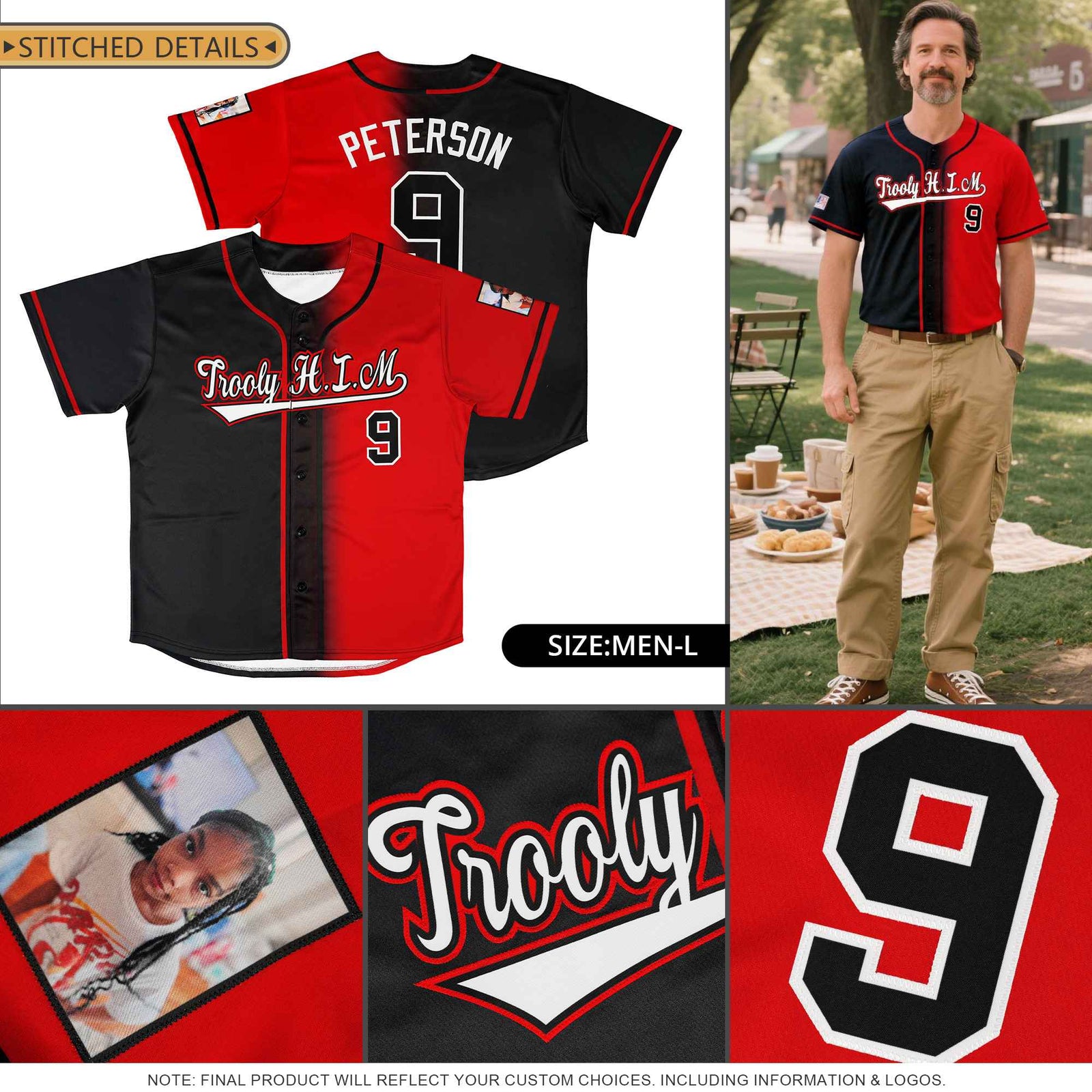 Custom Red White-Black Gradient Fashion Authentic Baseball Jersey