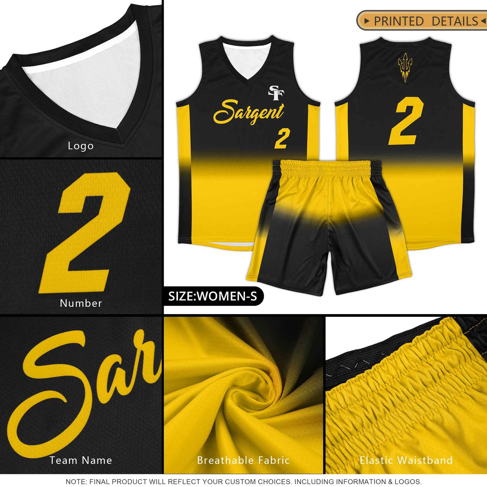 Custom Purple Gold Gradient Fashion Sets Sports Uniform Basketball Jersey