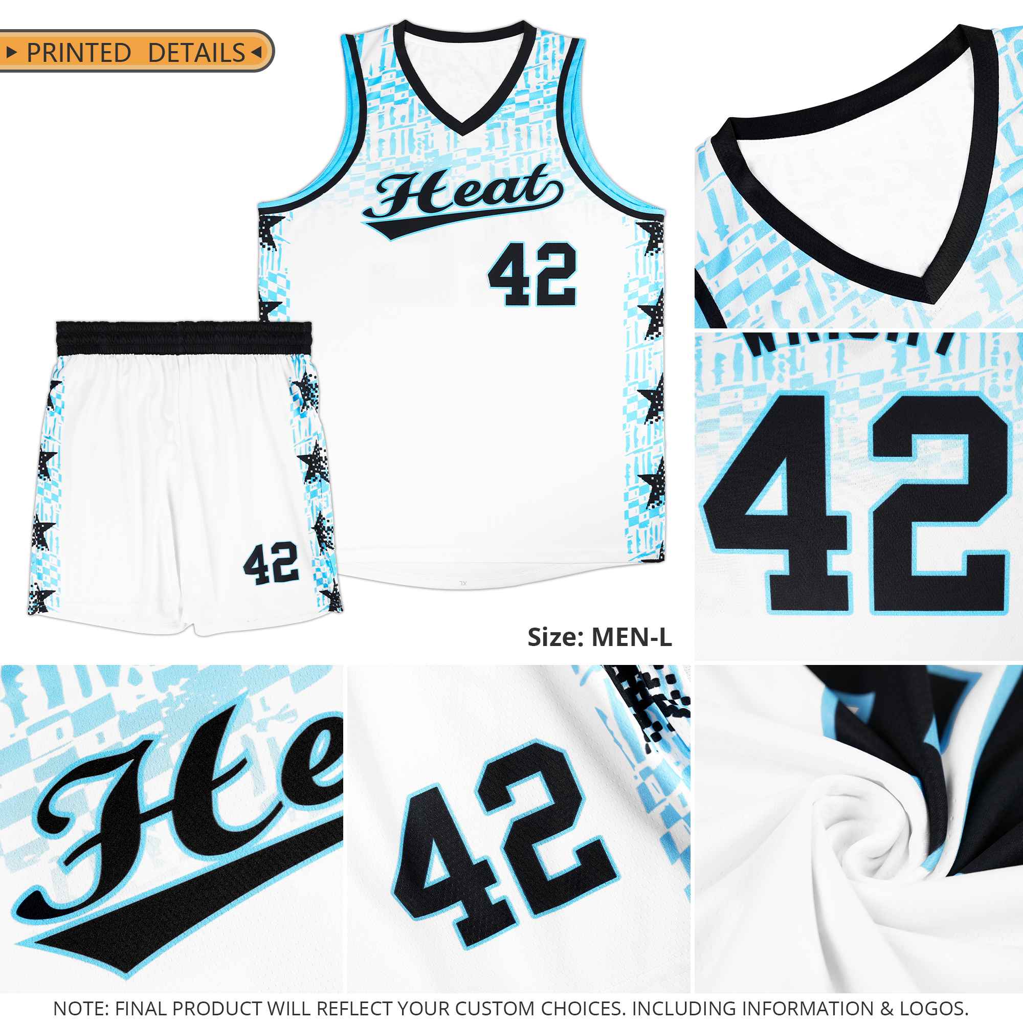 Custom Black Mosaic Stars Pattern Sports Uniform Basketball Jersey