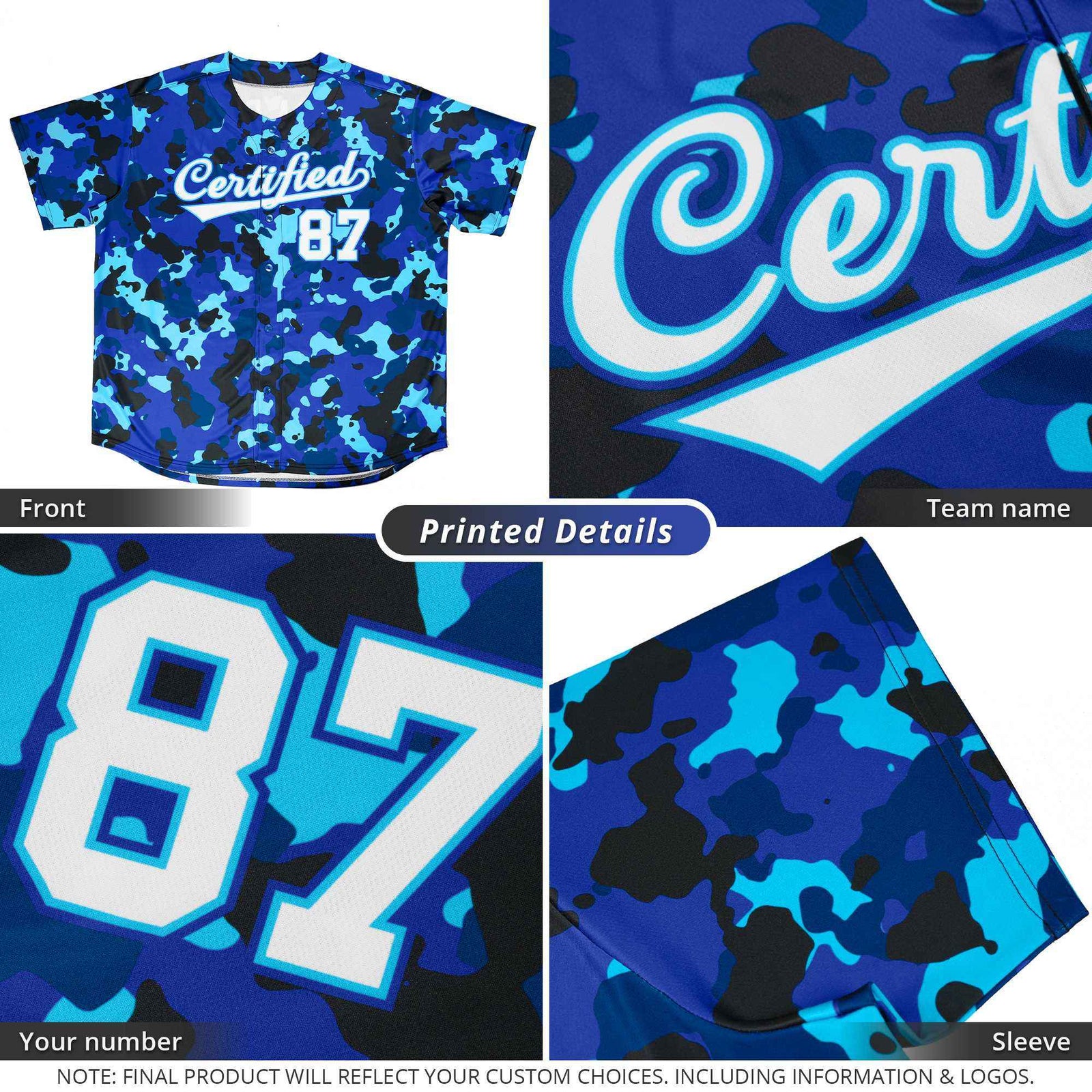Custom Camo White Brown Authentic Baseball Jersey