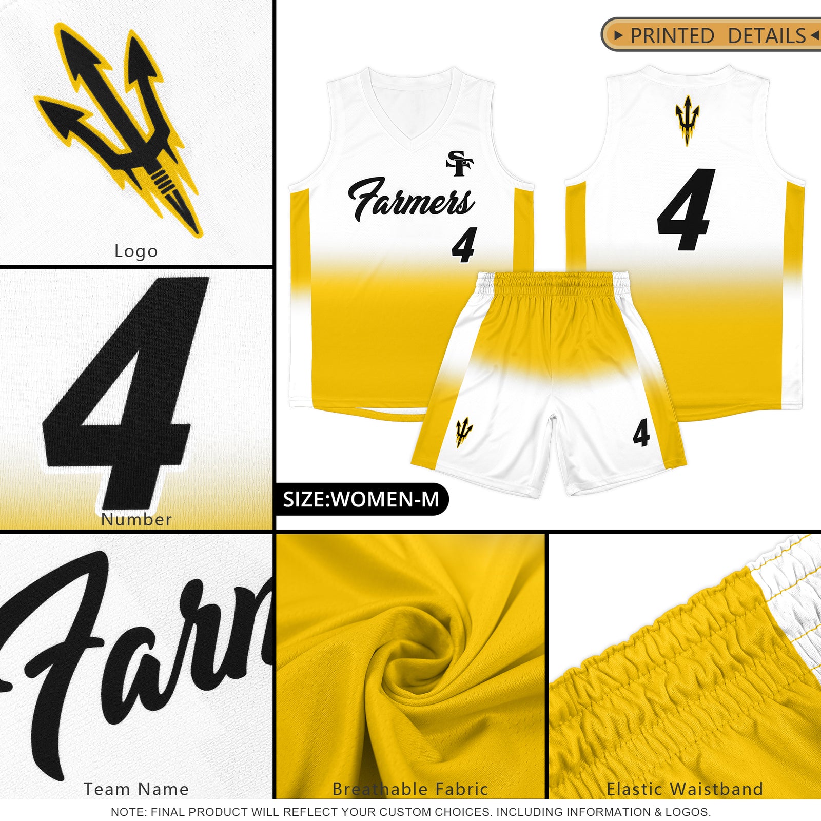 Fans-Made | Custom White Yellow Gradient Fashion Sets Sports Uniform Basketball Jersey – Available for Reorder