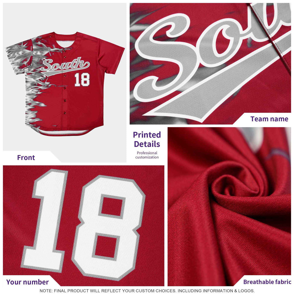 Custom Royal Personalized 3D Flame Design Authentic Baseball Jersey
