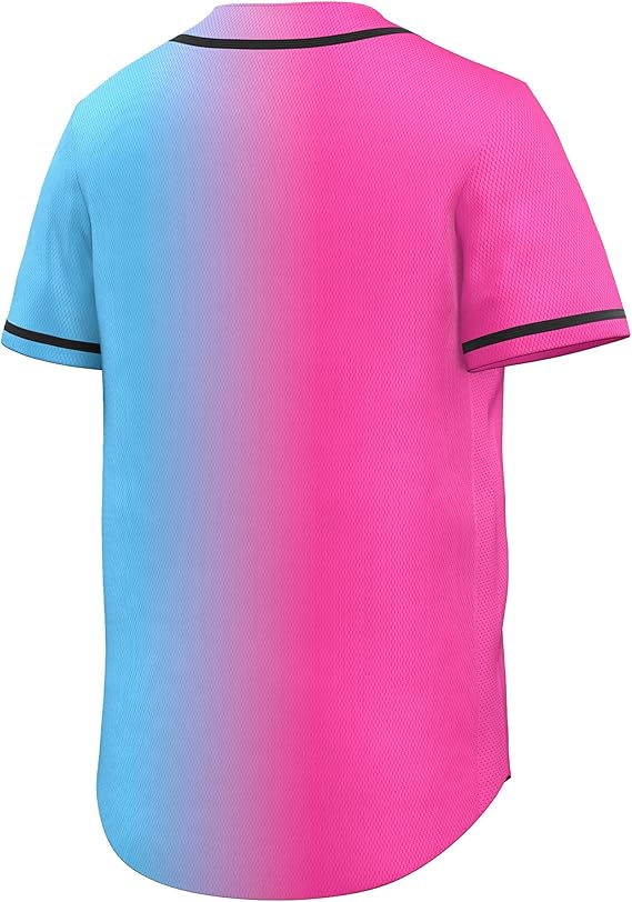 Pink Blue-Black Gradient Fashion Baseball Jersey For Men
