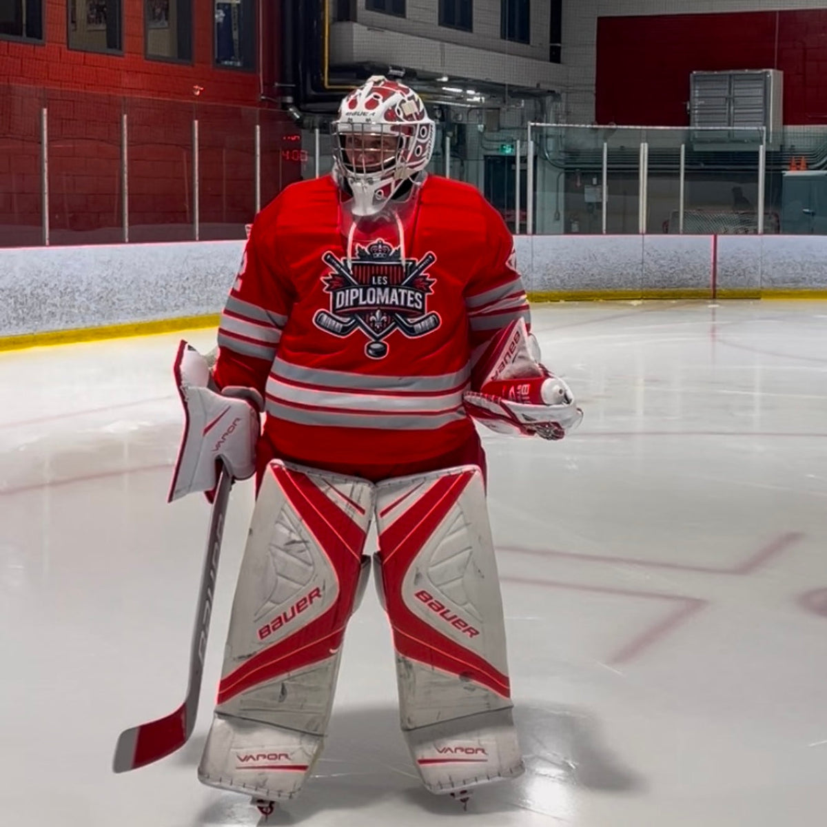 Custom Red White-Gray Lace-Up Neck Hockey Jersey