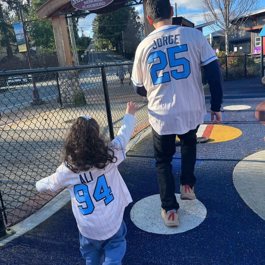 Custom White Light Blue Pinstripe Authentic Baseball Jersey