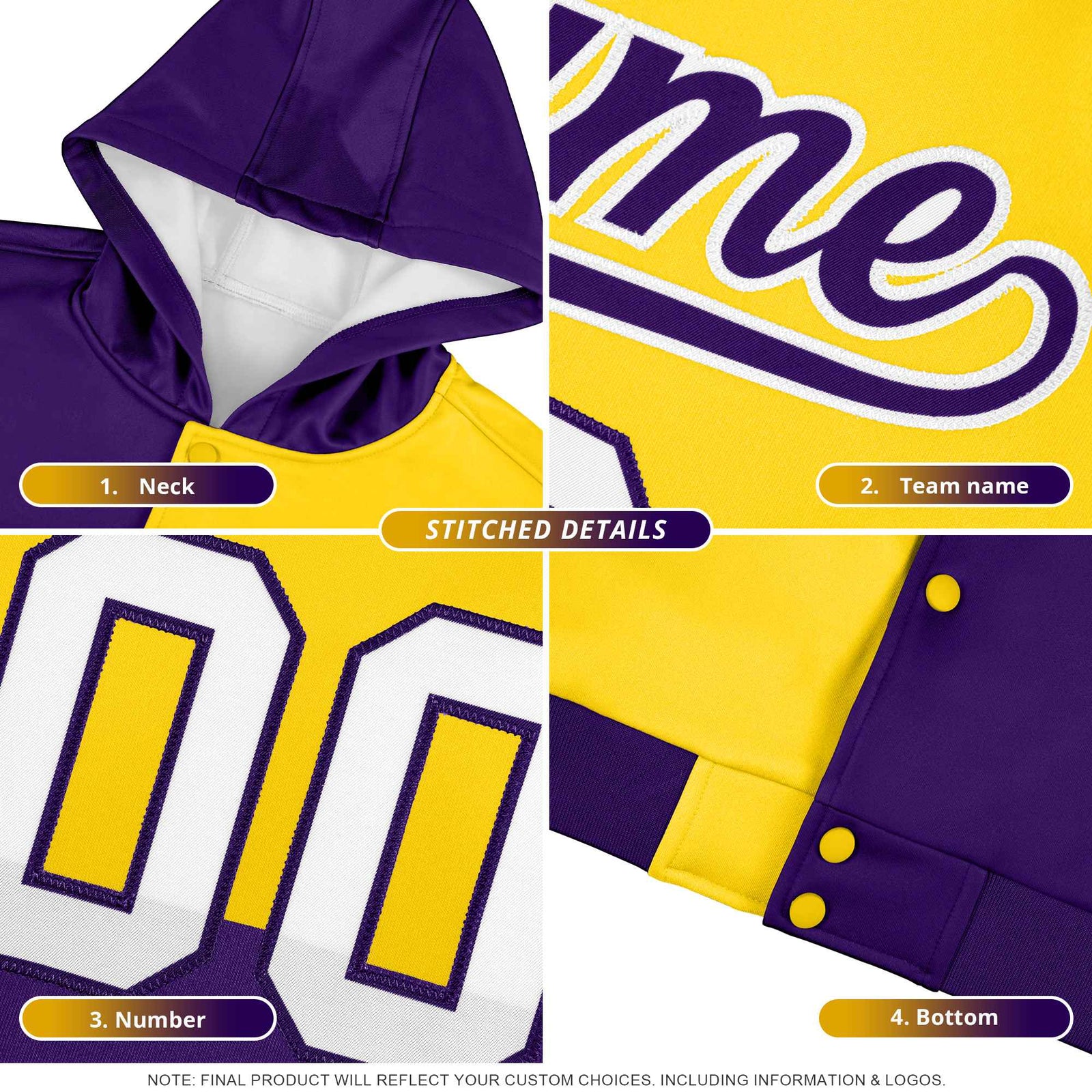 Custom Navy White Varsity Full-Snap Four Squares Color Block Letterman Hoodie Jacket