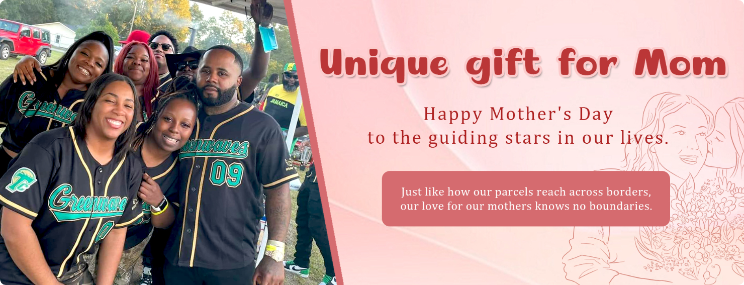 Family in custom baseball jerseys celebrating Mother’s Day, personalized sports gifts for mom