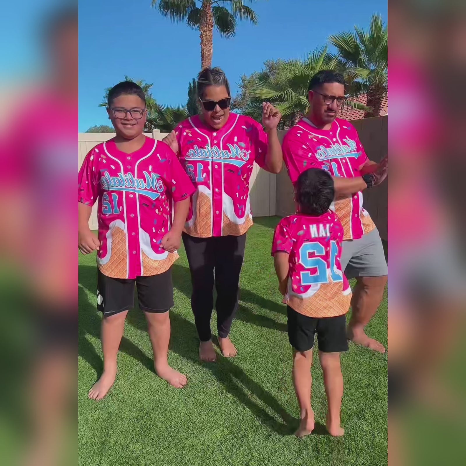 Custom Pink Ice Cream Cone Graffiti Pattern Fashion Authentic Baseball Jersey