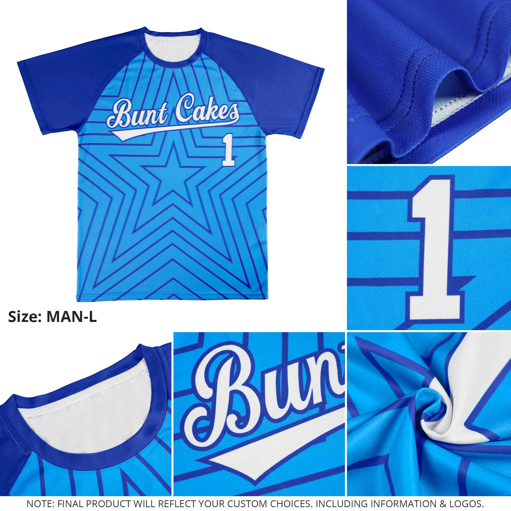 Custom Royal Orange Personalized Star Pattern Raglan Sleeves Performance T-Shirt