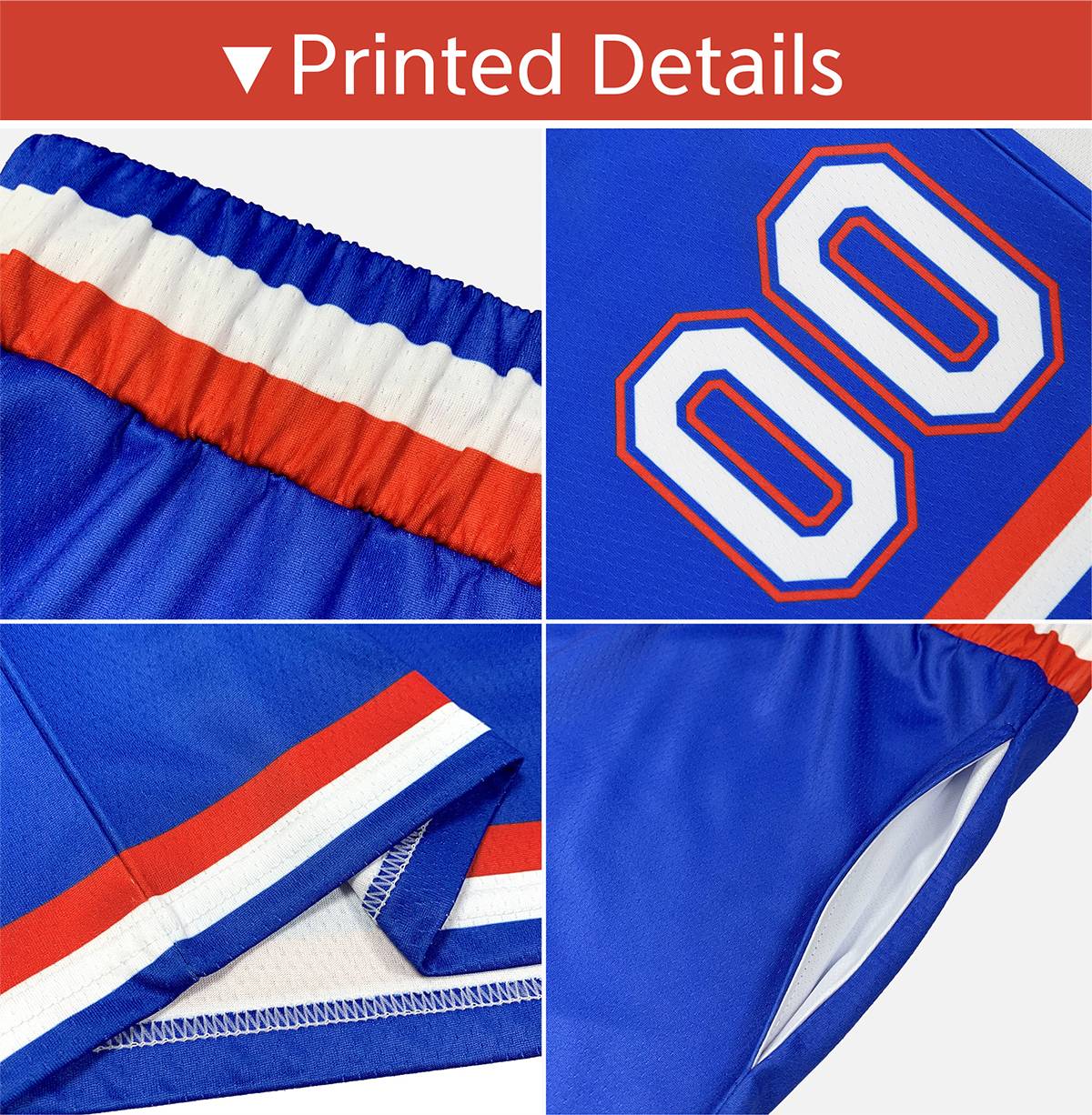 Custom Blue Red Gradient Fashion Basketball Shorts