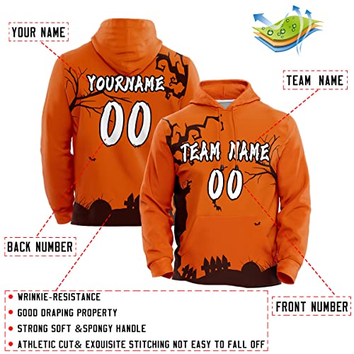 Custom Stitched Sportwear Orange Graffiti Pattern Pullover Hoodie