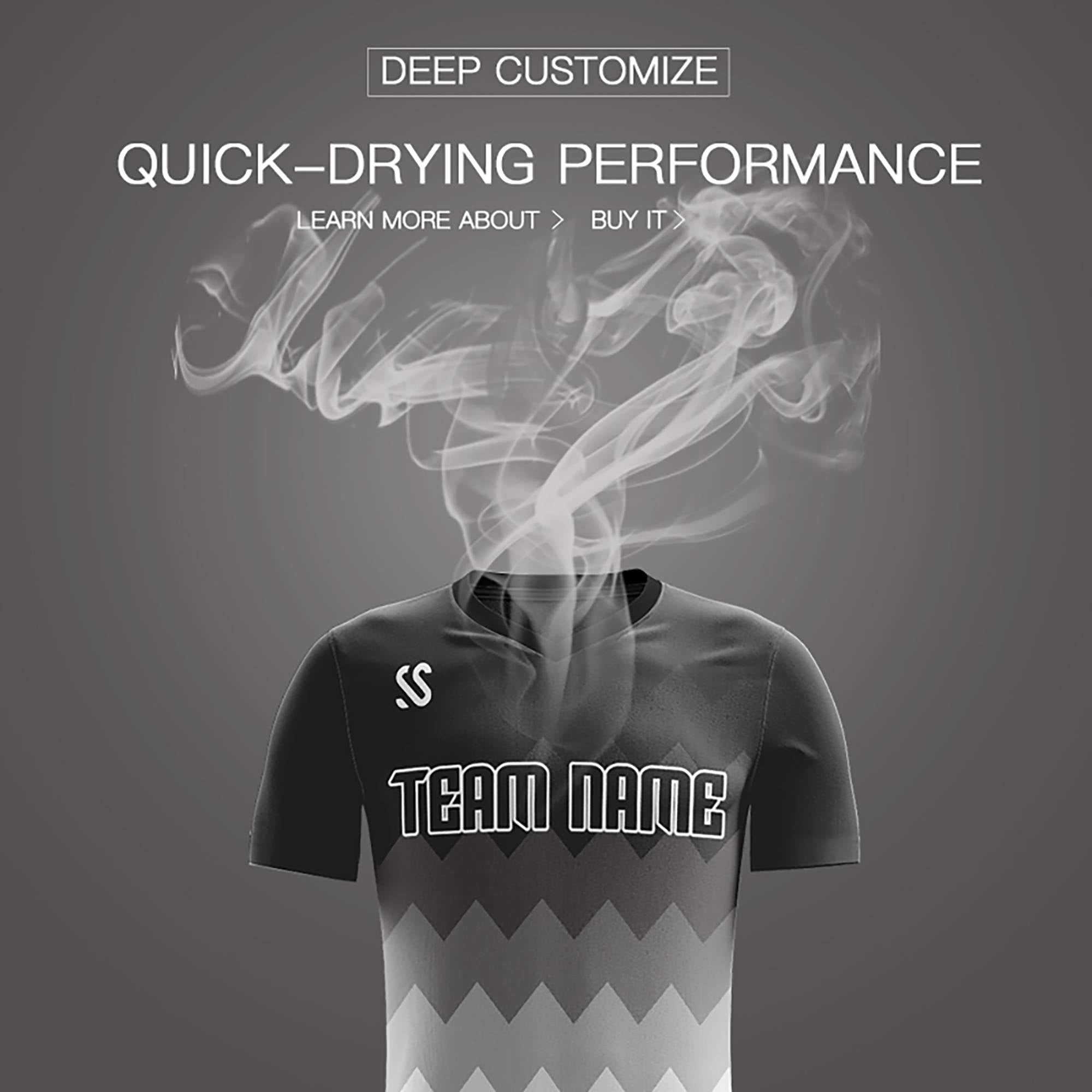 Custom Black Casual Printing Sportswear Soccer Sets Jersey