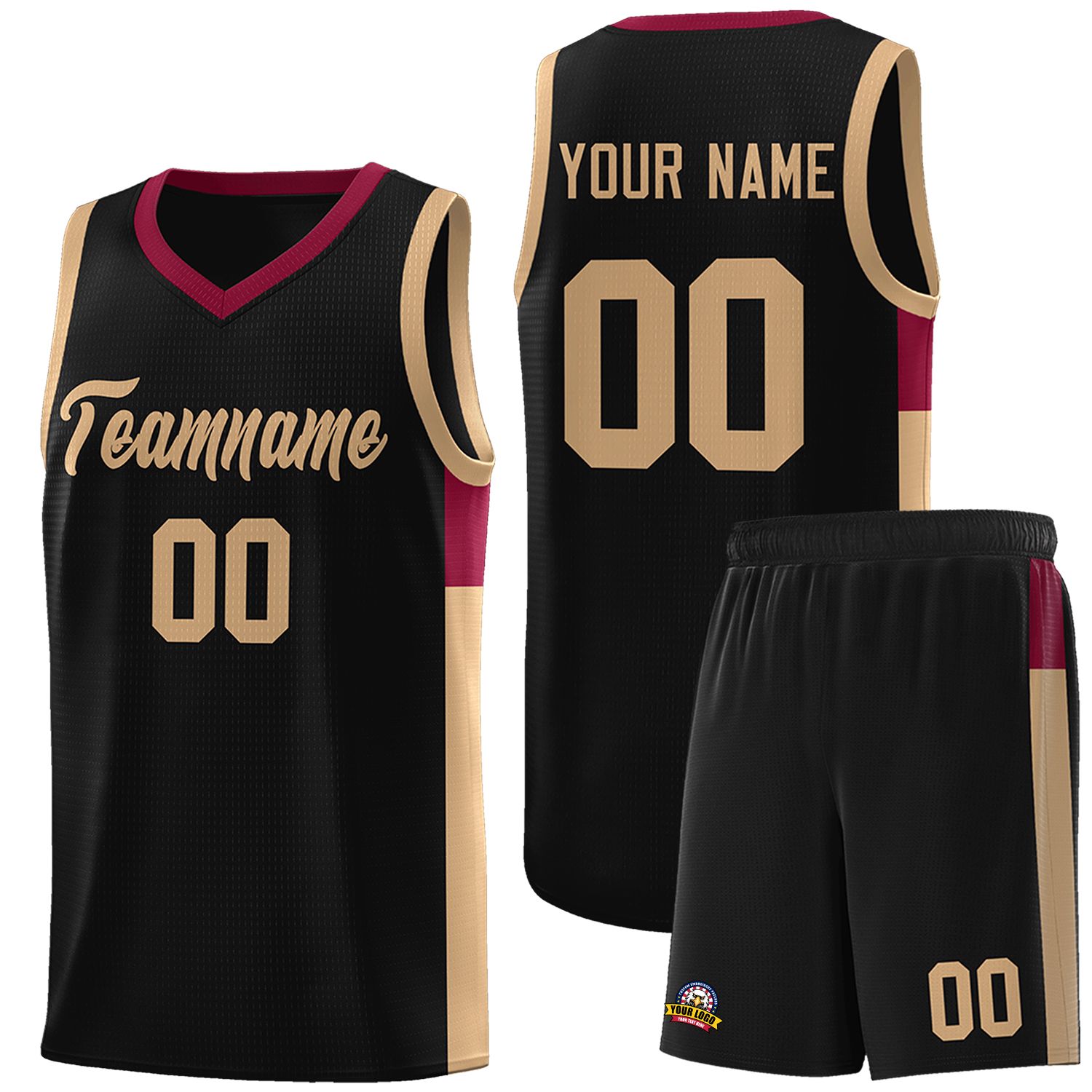 Custom Black Old Gold Side Two-Tone Classic Sports Uniform Basketball Jersey