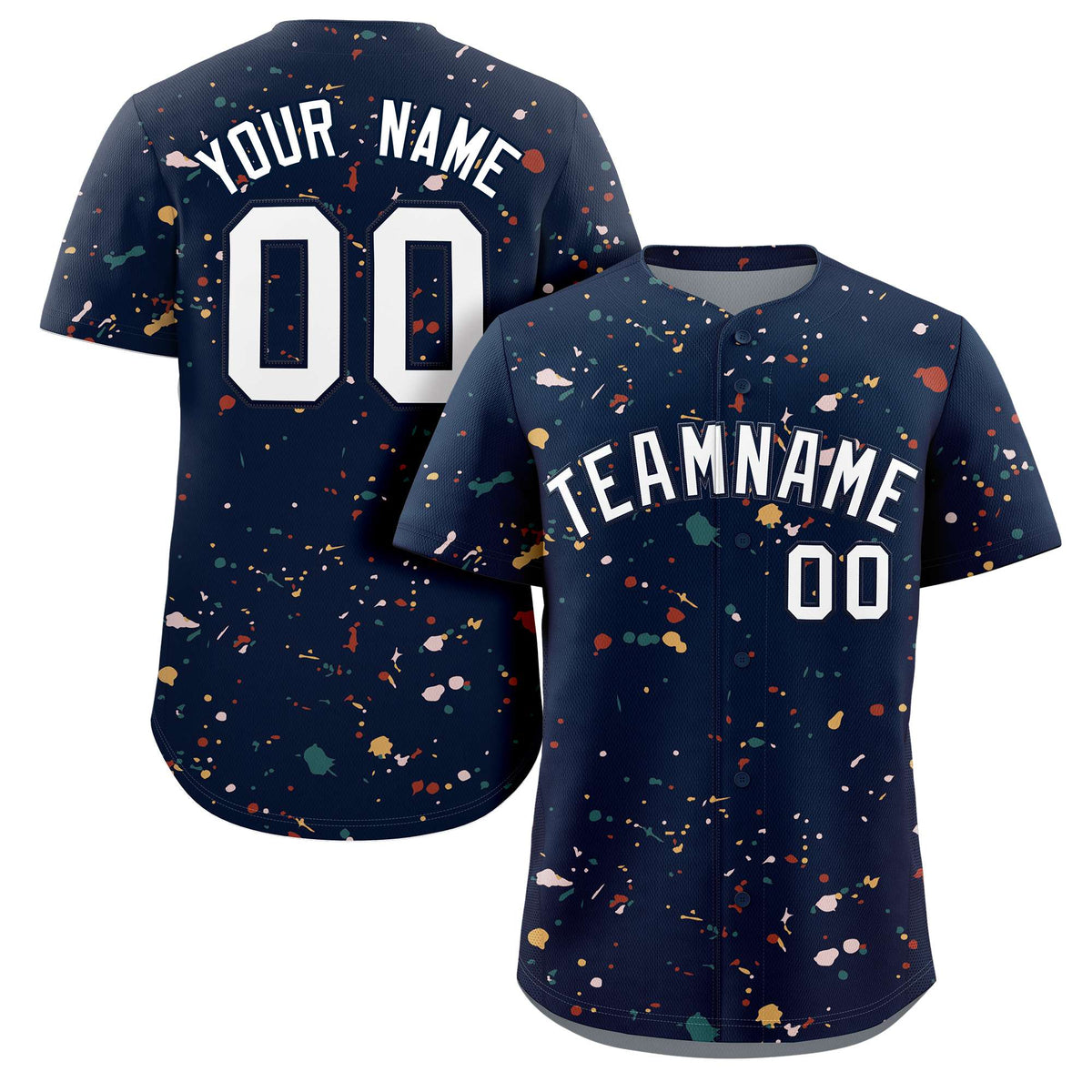 Custom Navy White Splash Graffiti Pattern Authentic Baseball Jersey