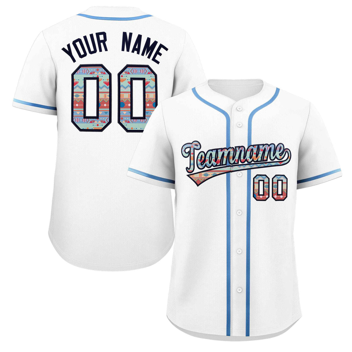 Custom Personalized Baseball Jersey Stitched Ethnic Pattern Name Number Sports Unifrom