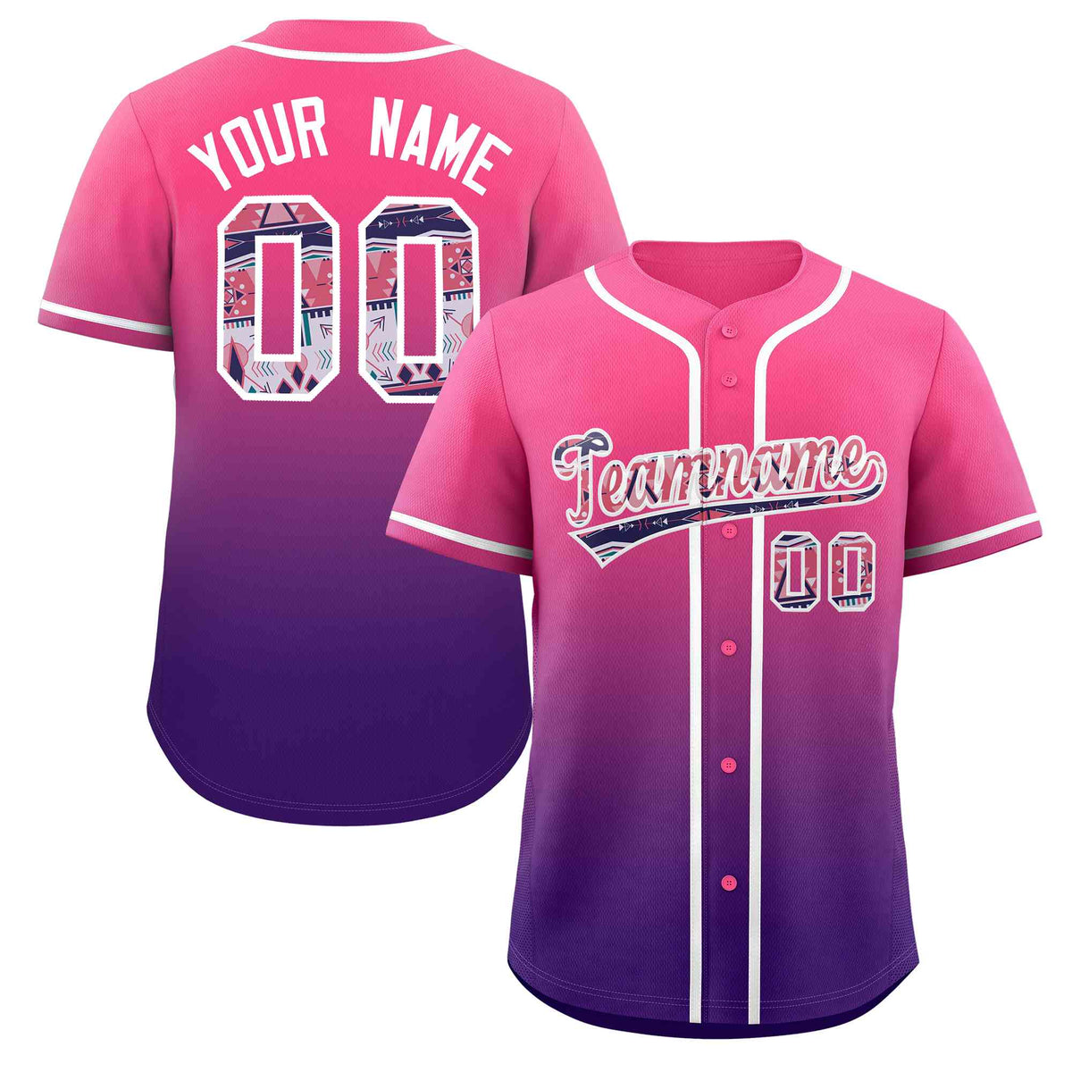 Custom Gradient Fashion Baseball Jersey Personalized Ethnic Pattern Name Number for Men Women Youth