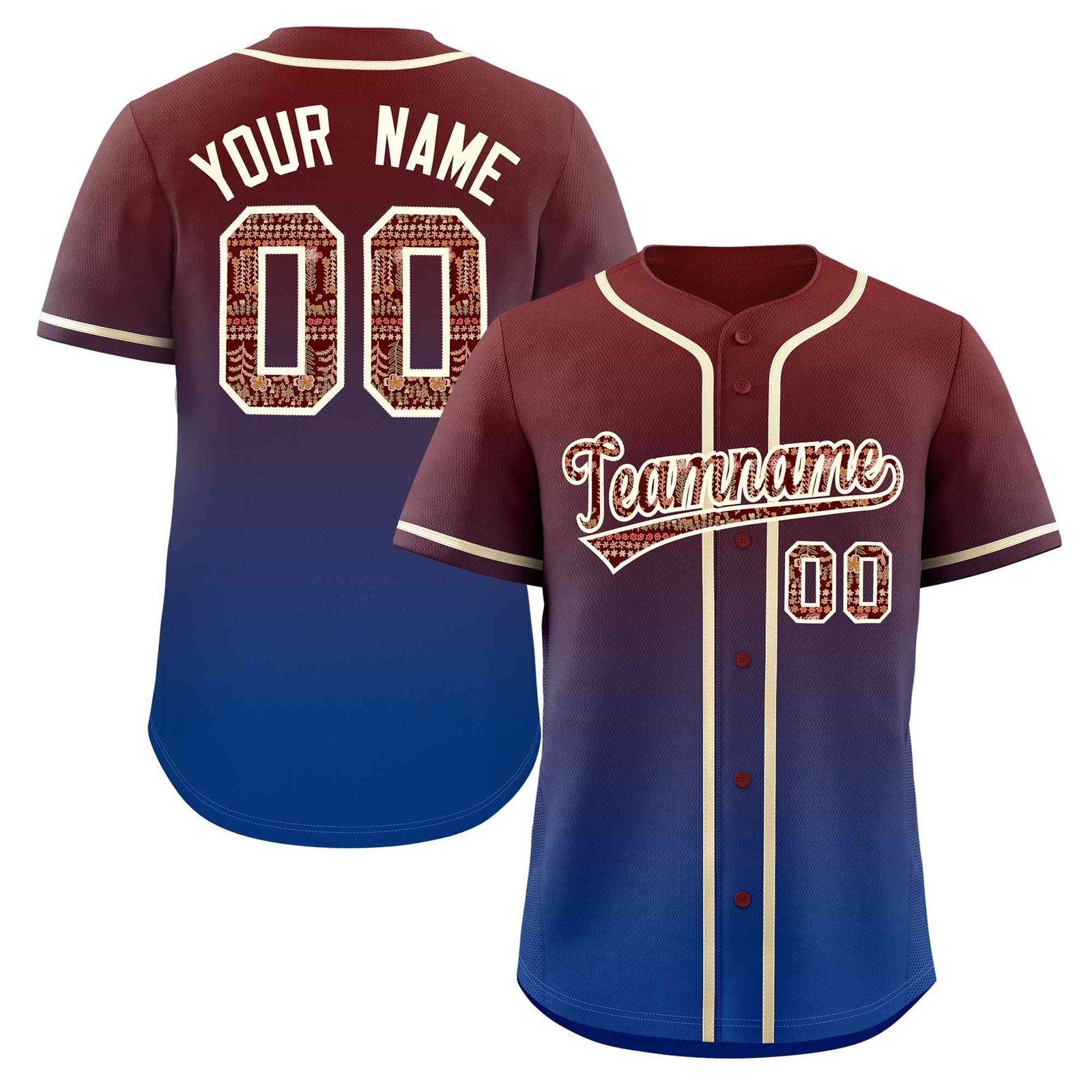 Custom Gradient Fashion Baseball Jersey Personalized Ethnic Pattern Name Number for Men Women Youth