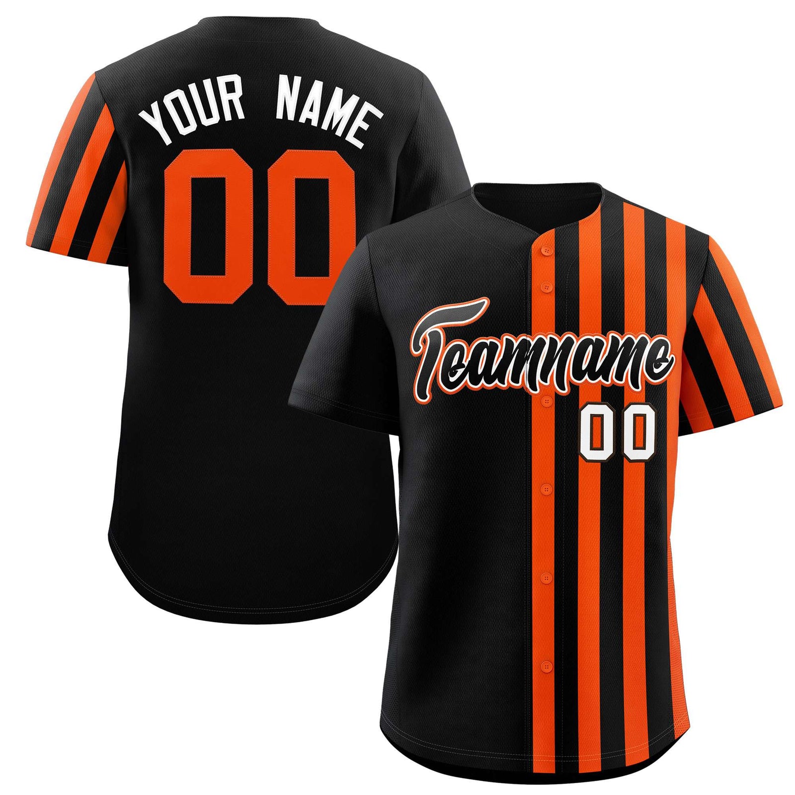 Custom Black Orange Thick Stripe Fashion Design Authentic Baseball Jersey