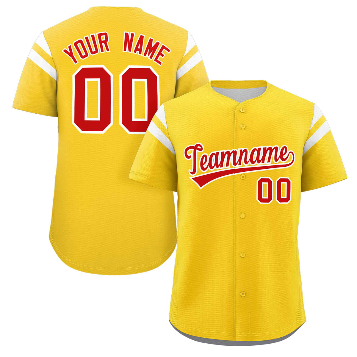 Custom Gold Red-White Classic Style Personalized Full Button Authentic Baseball Jersey