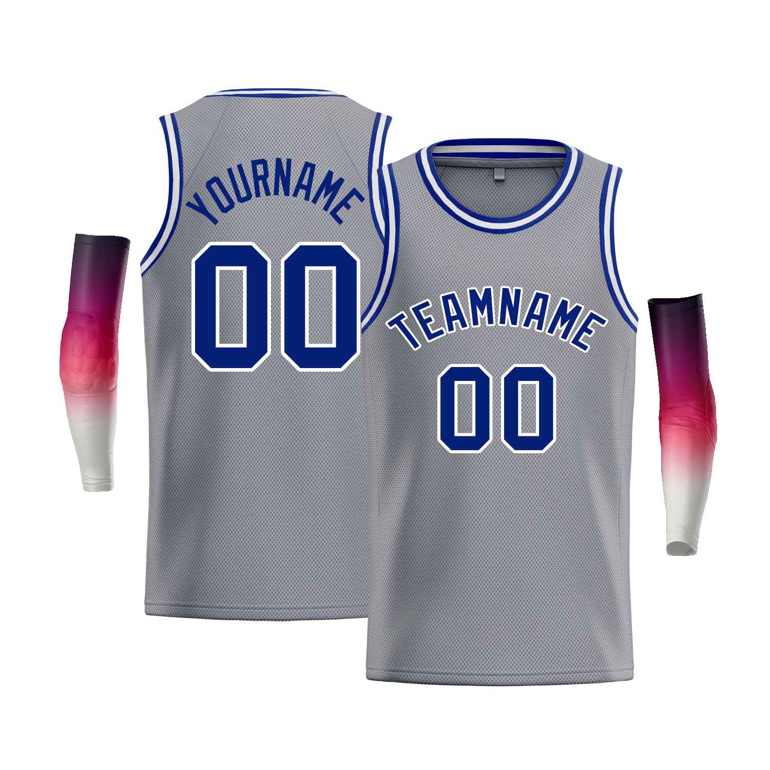 Custom Gray White-Royal Classic Tops Men Casual Bull Basketball Jersey