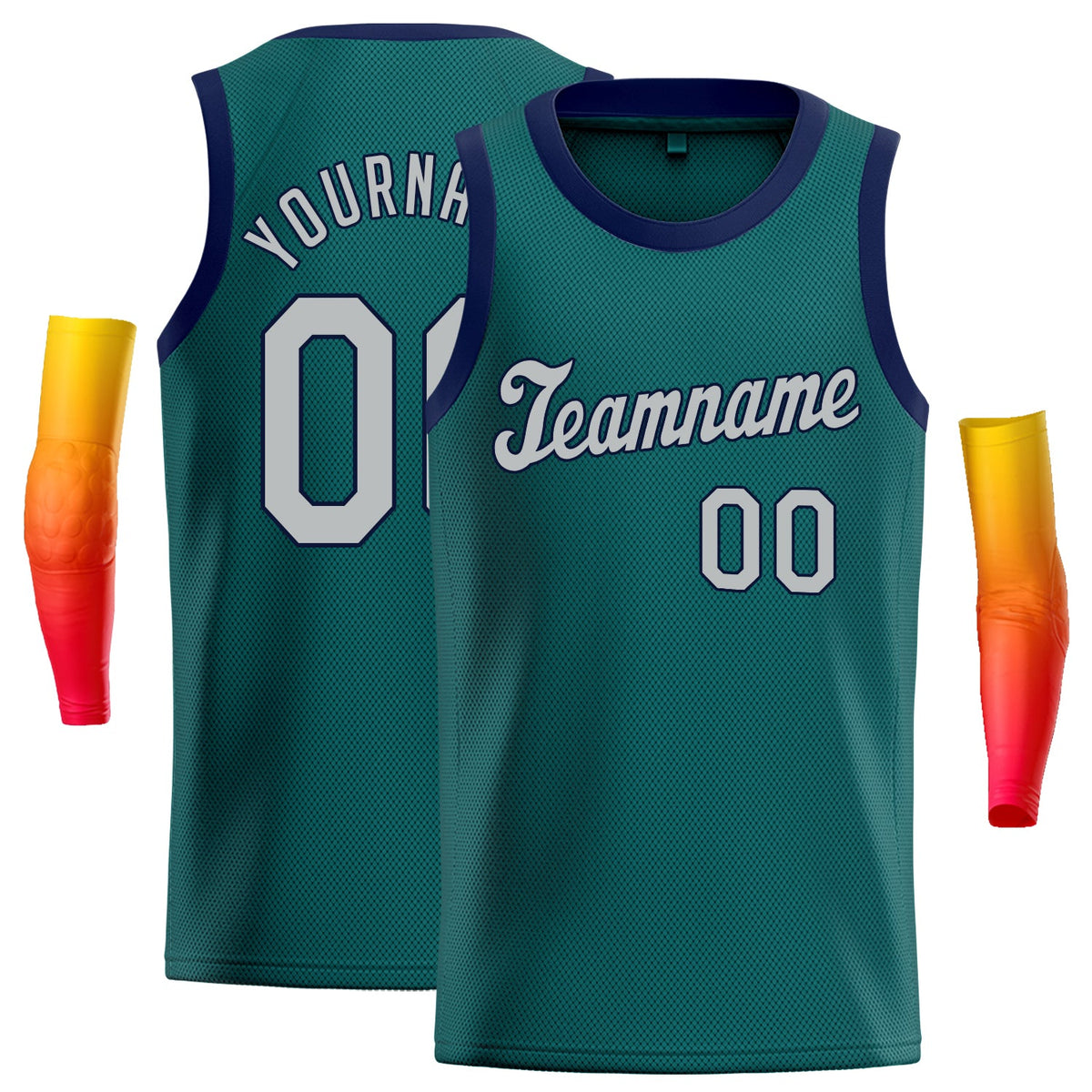 Custom Teal Gray-Navy Blue Classic Tops Fashion Sportwear Basketball Jersey