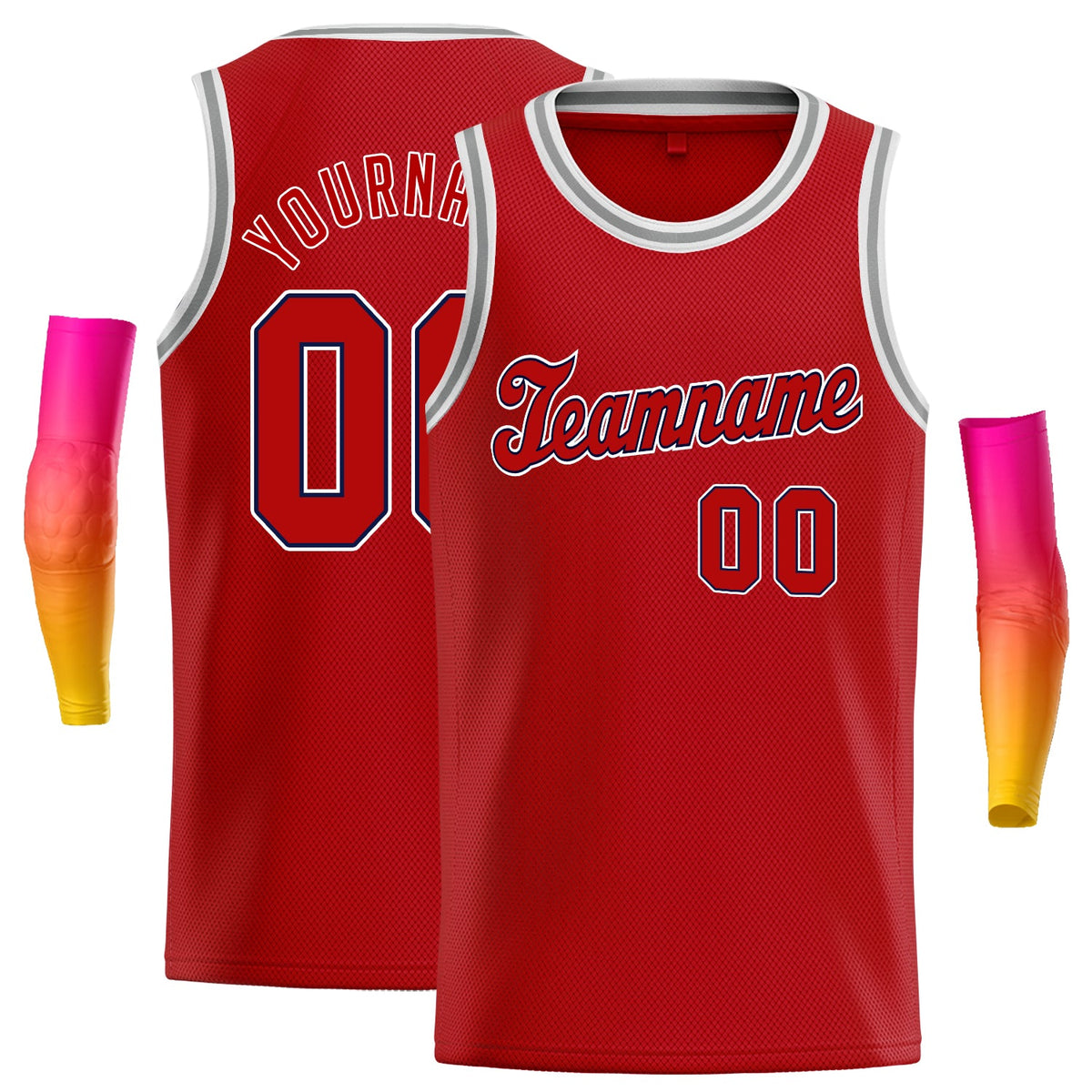 Custom Red White Gray-White Classic Tops Basketball Jersey