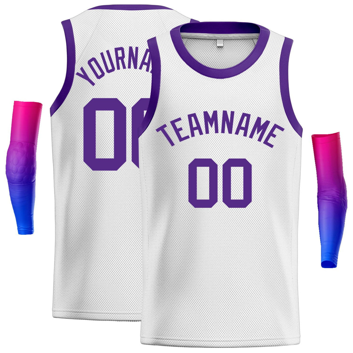 Custom White Purple Classic Tops Men Casual Basketball Jersey
