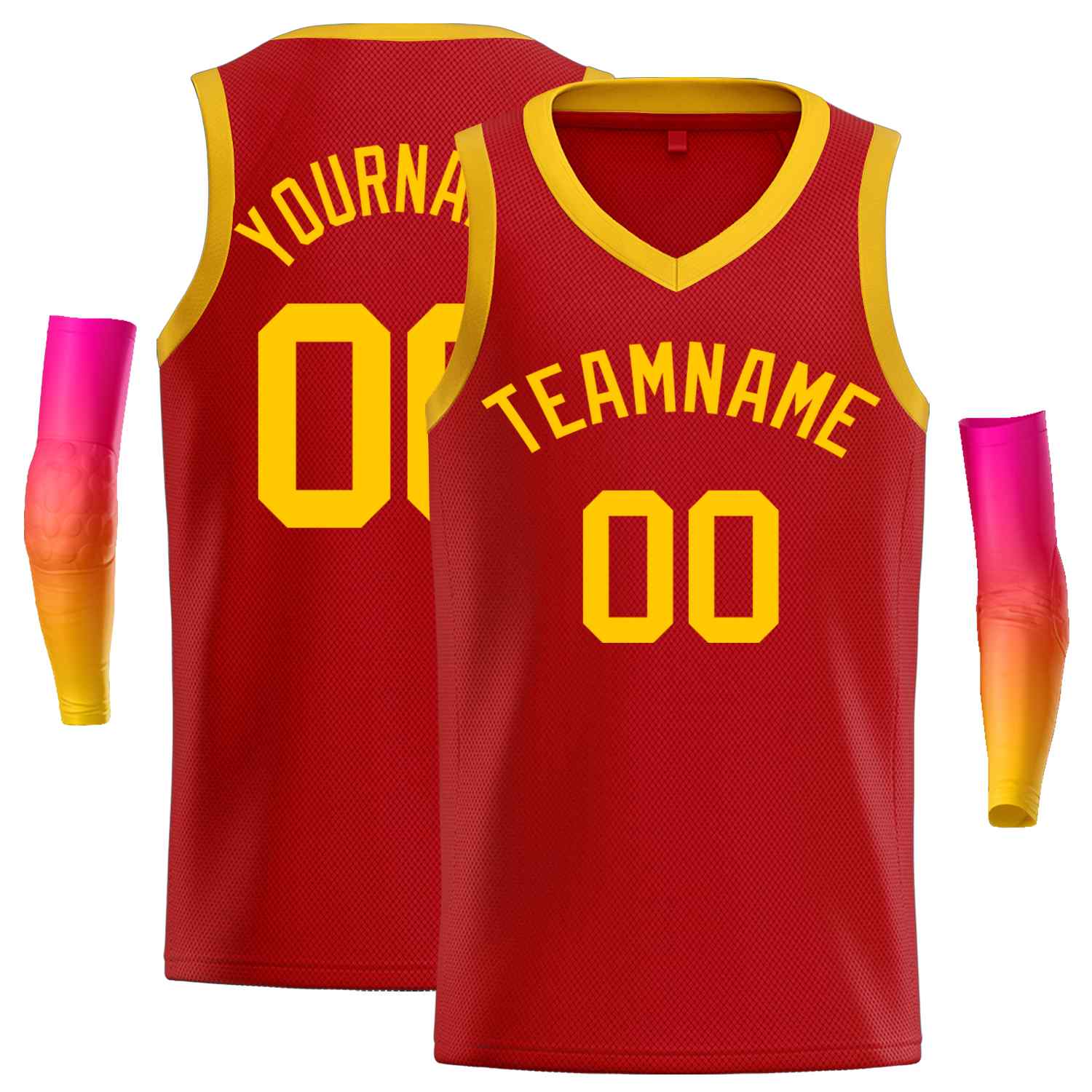 Custom Red Yellow-Classic Tops Men Casual Basketball Jersey