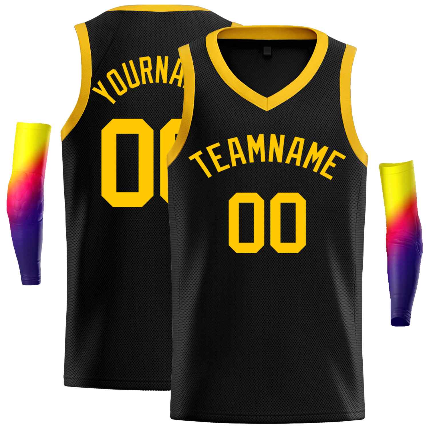 Custom Black Yellow-Classic Tops Men Casual Basketball Jersey