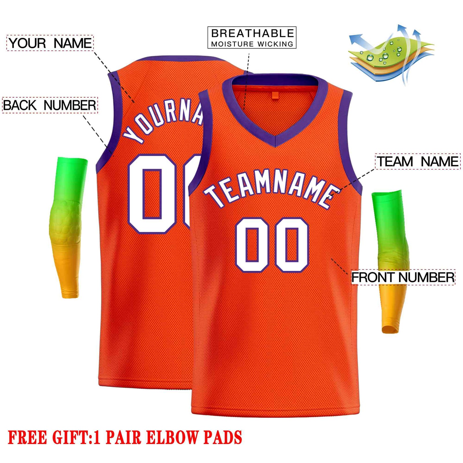 Custom Orange Purple-Classic Tops Men Casual Basketball Jersey