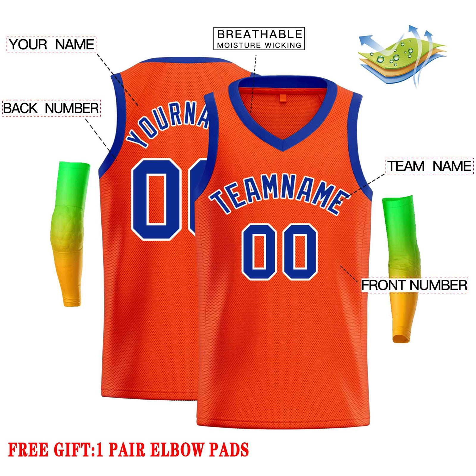 Custom Orange Royal-Classic Tops Men Casual Basketball Jersey