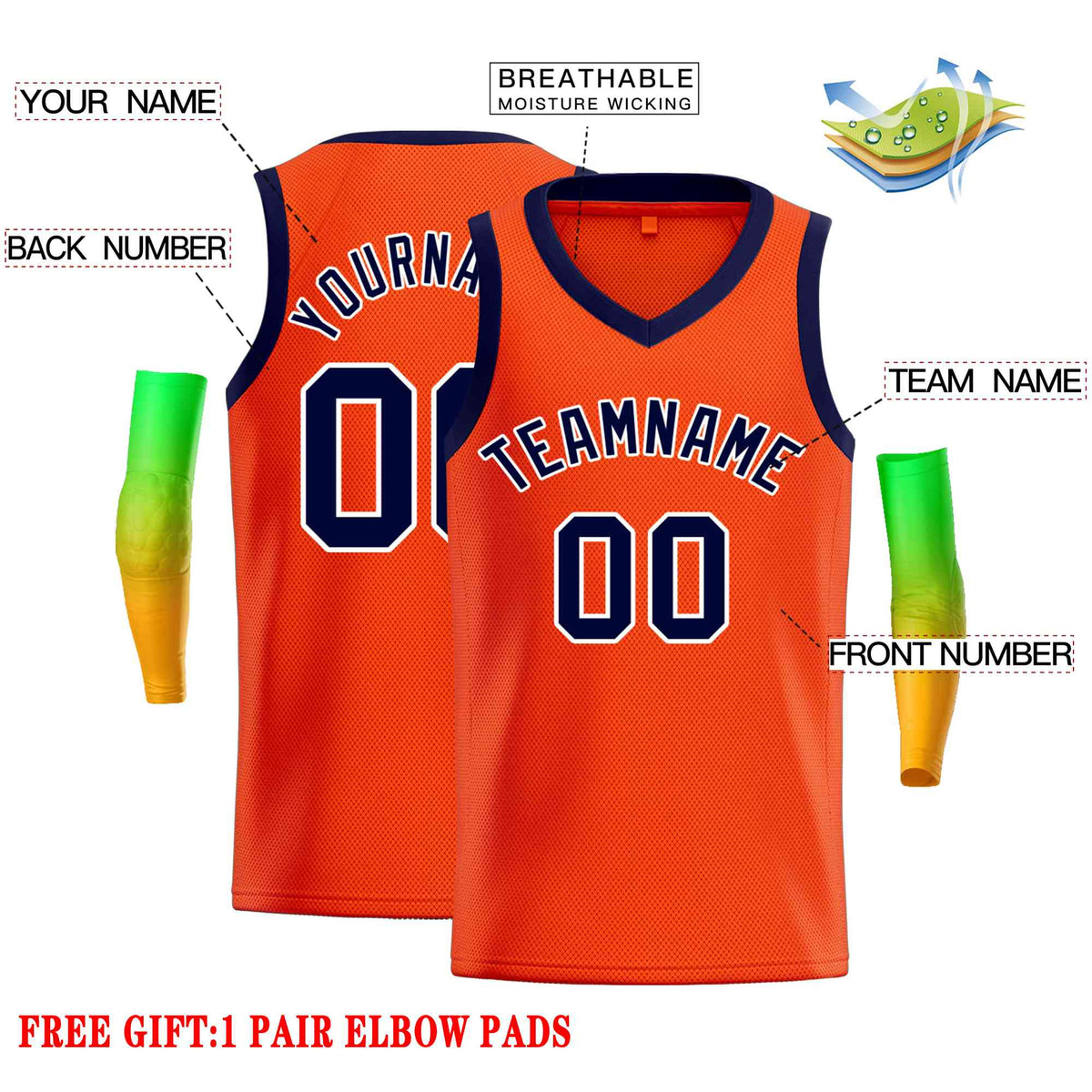 Custom Orange Navv-White Classic Tops Men Casual Basketball Jersey