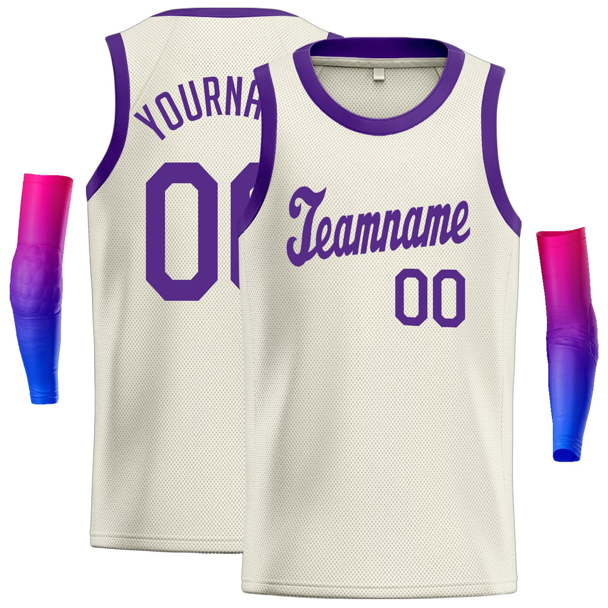 Custom Cream Purple Classic Tops Athletic Casual Basketball Jersey