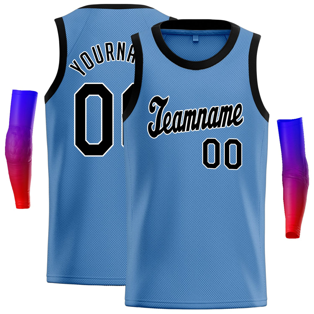 Custom Light Blue Black-White Classic Tops Men Casual Basketball Jersey