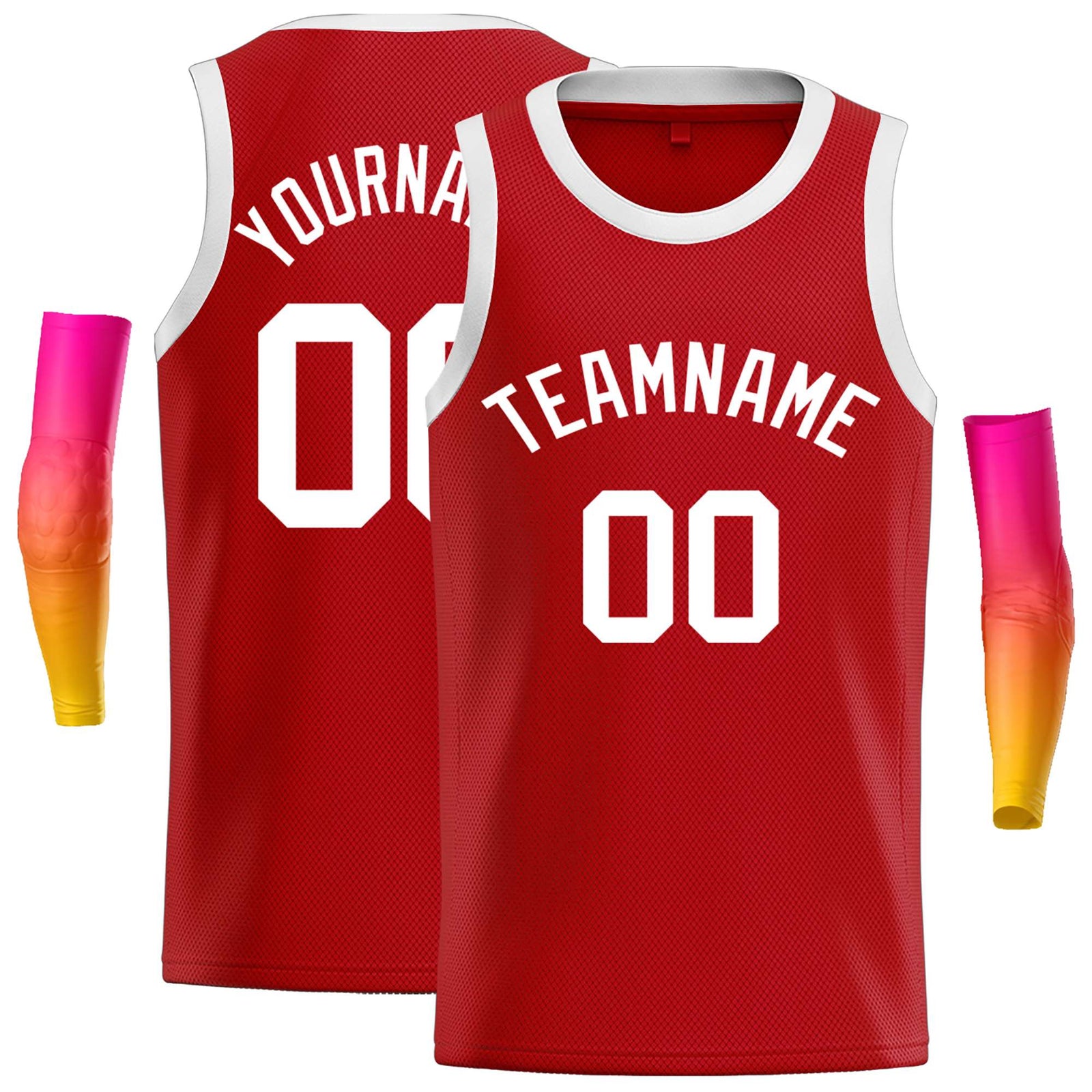 Custom Red White Classic Tops Casual Basketball Jersey
